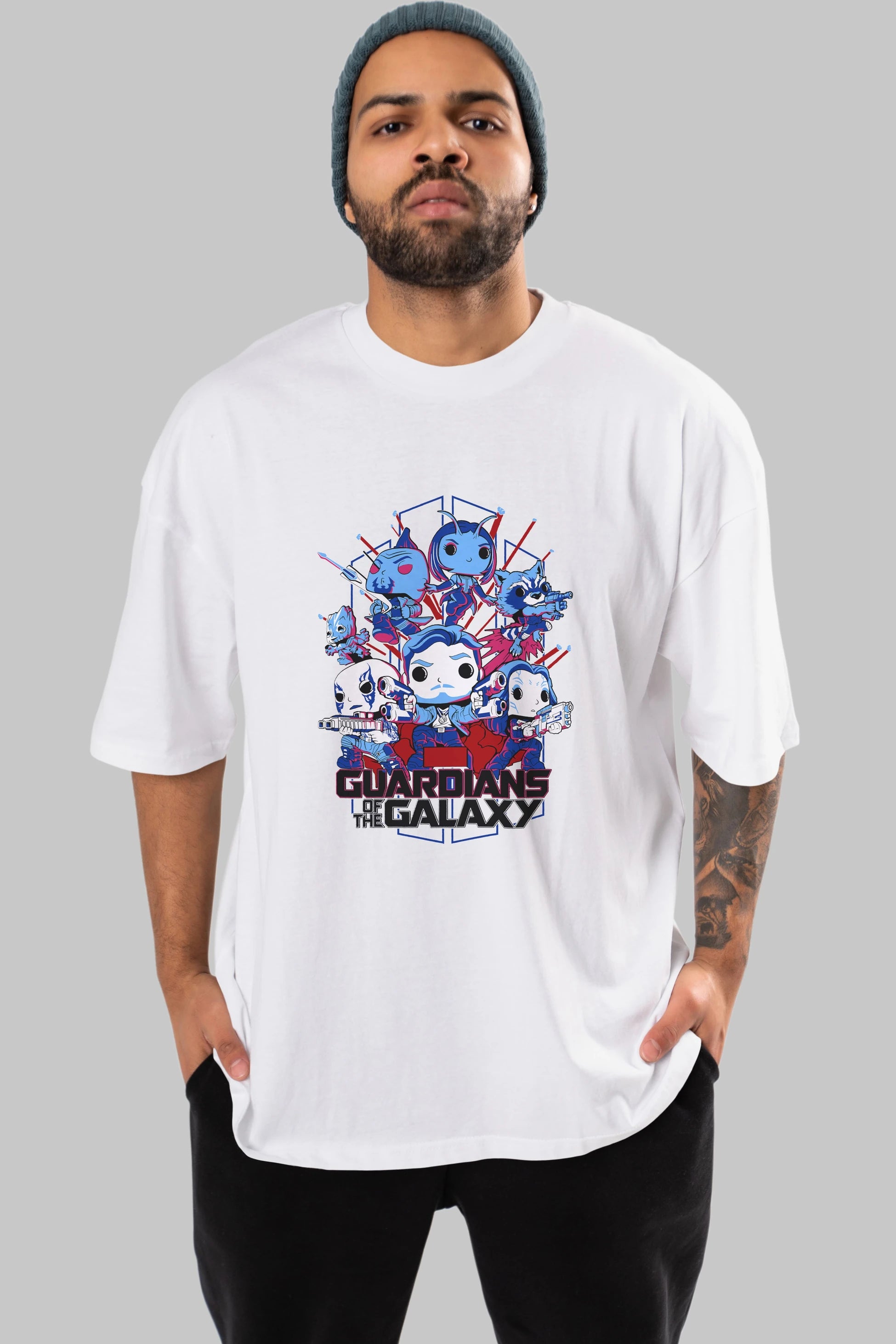 Guardians of the Galaxy Ön Baskılı Oversize t-shirt Erkek Kadın Unisex %100 Pamuk Bisiklet Yaka tişort