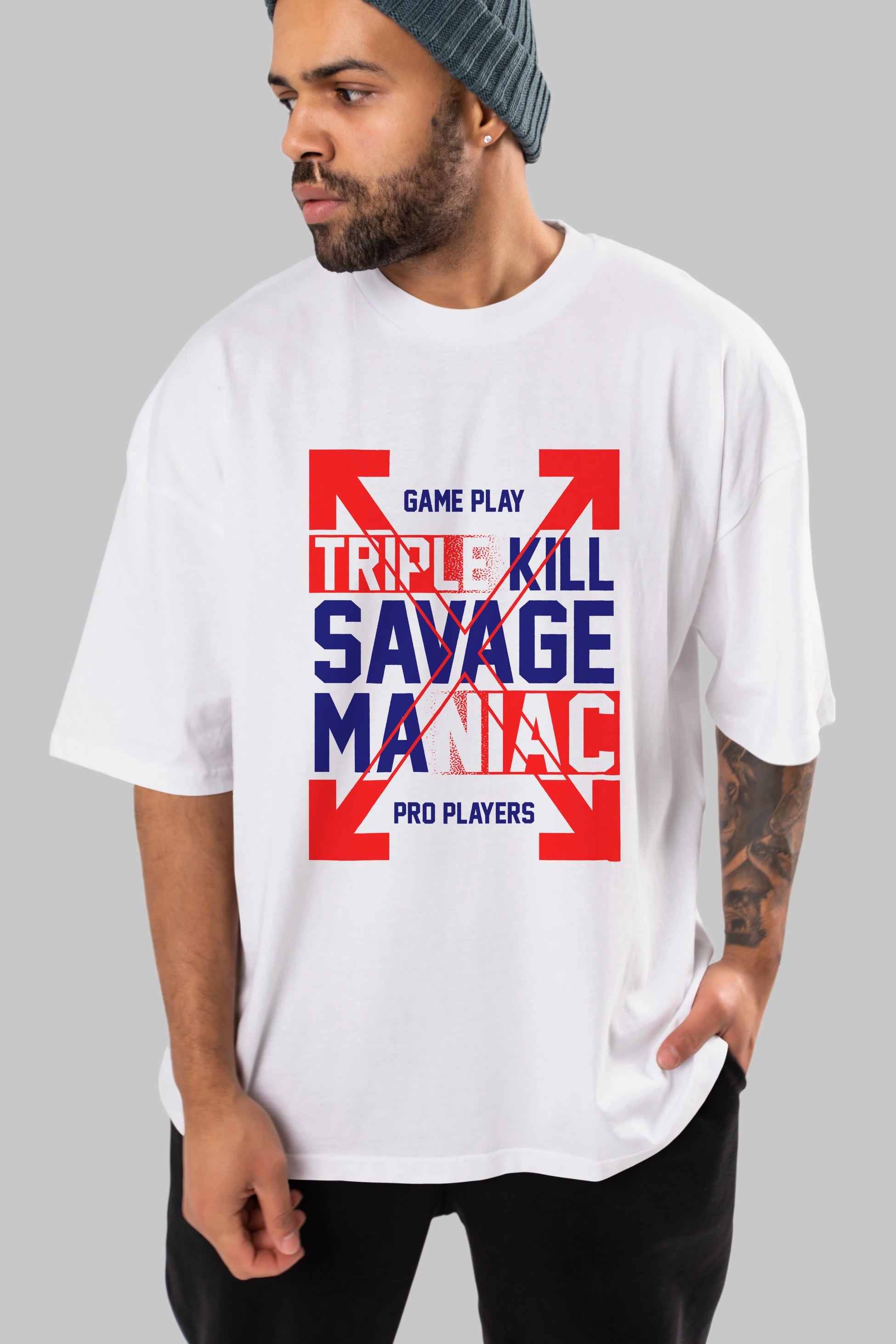 Kill Savage Ön Baskılı Oversize t-shirt Erkek Kadın Unisex