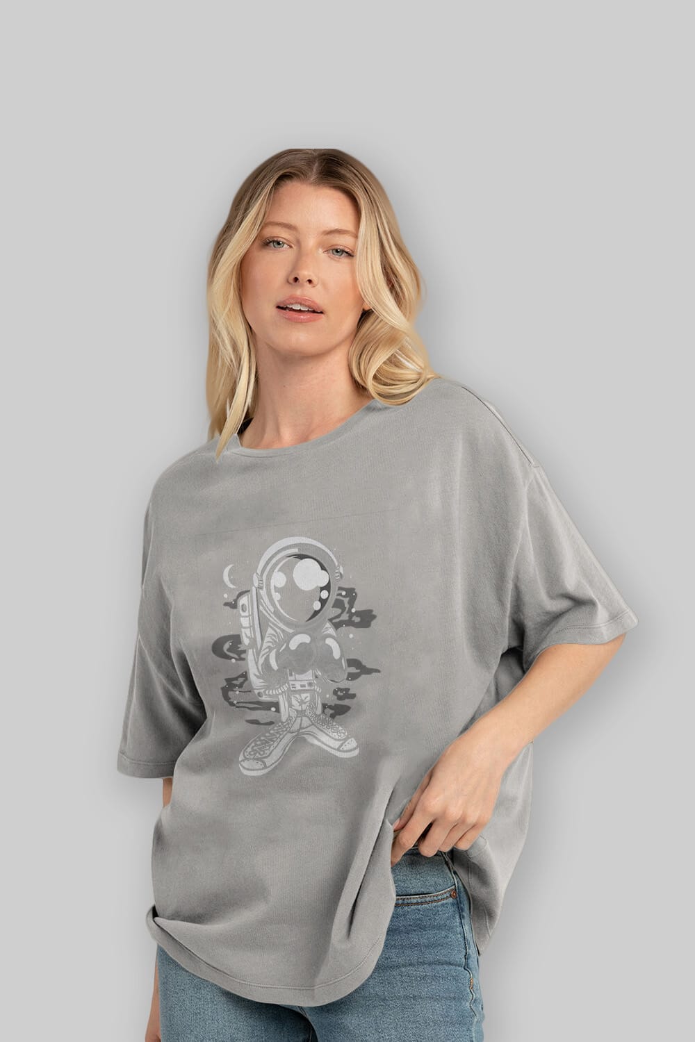 Astronaut Boxer Ön Baskılı Oversize t-shirt Erkek Kadın Unisex