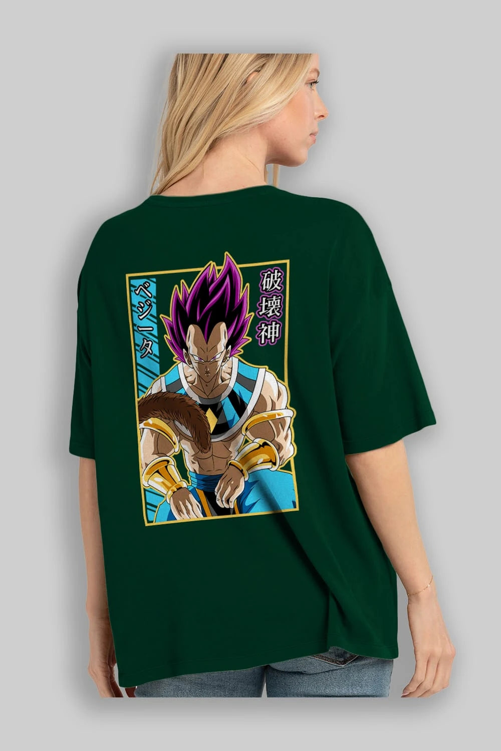 DragonBall VegetaHakaishin Anime Arka Baskılı Oversize t-shirt Erkek Kadın Unisex