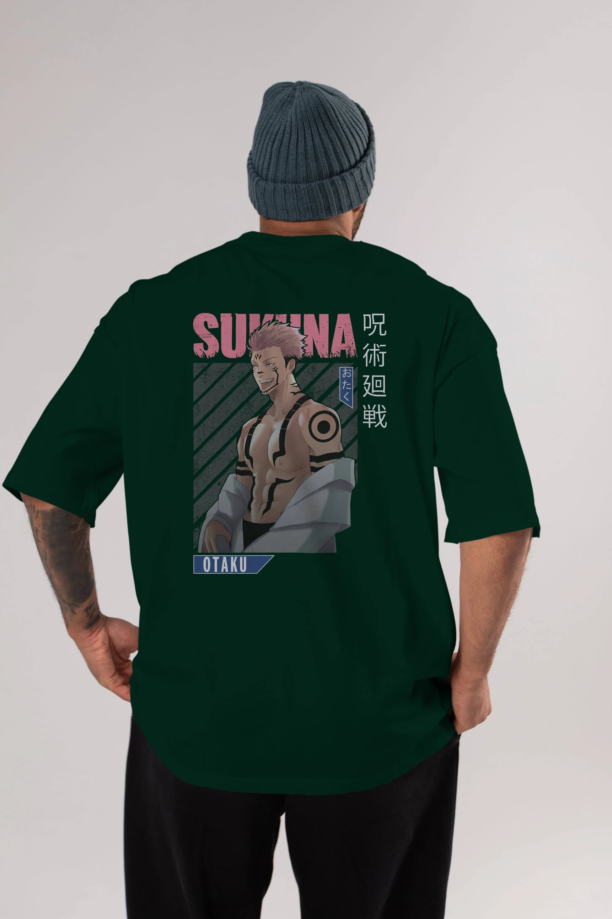 Sukuna Ryoumen Anime Arka Baskılı Oversize t-shirt Erkek Kadın Unisex