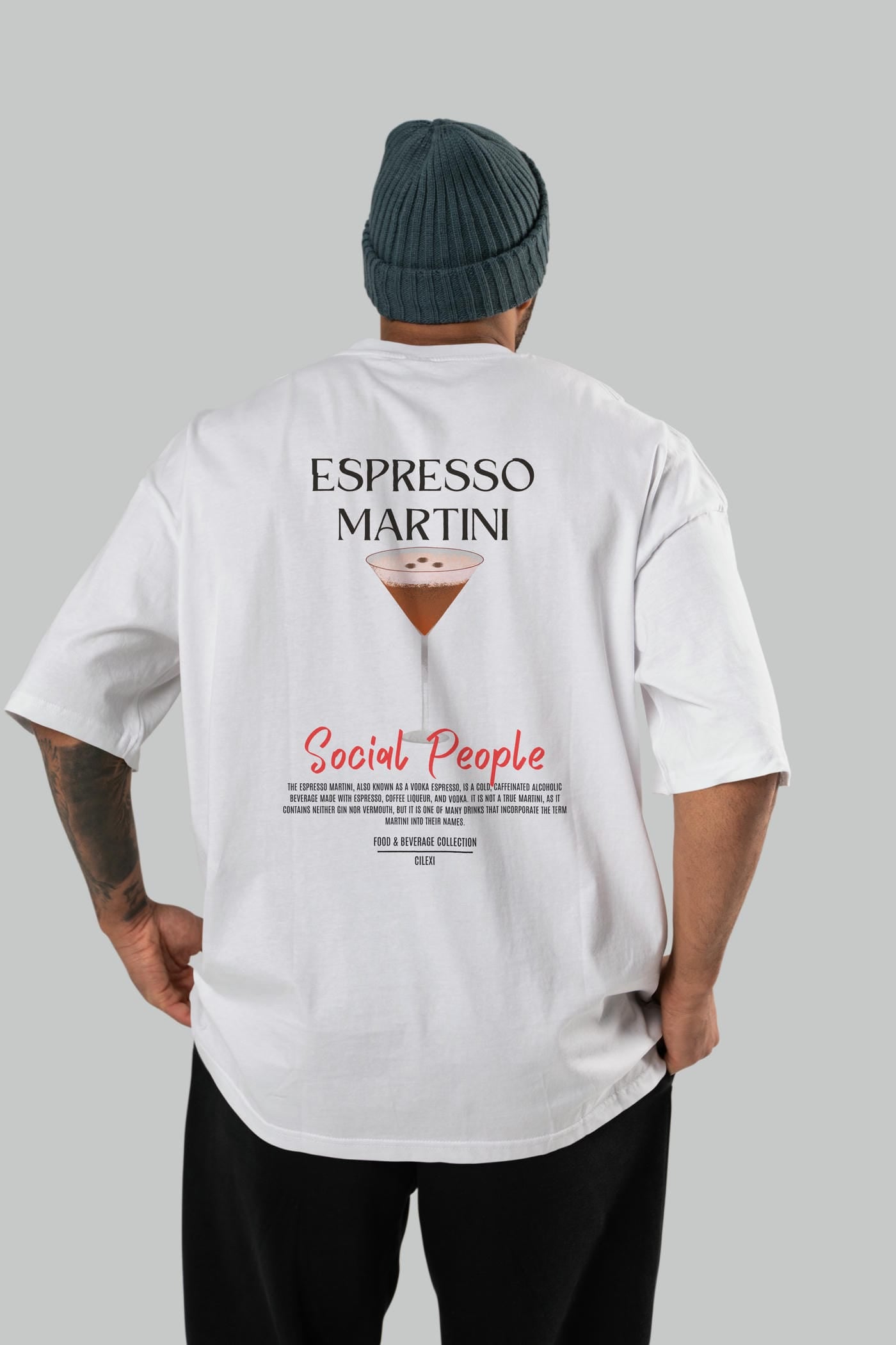 Espresso Martını Kokteyl Serisi Baskılı Oversize t-shirt Erkek Kadın Unisex %100 Pamuk Bisiklet Yaka tişort