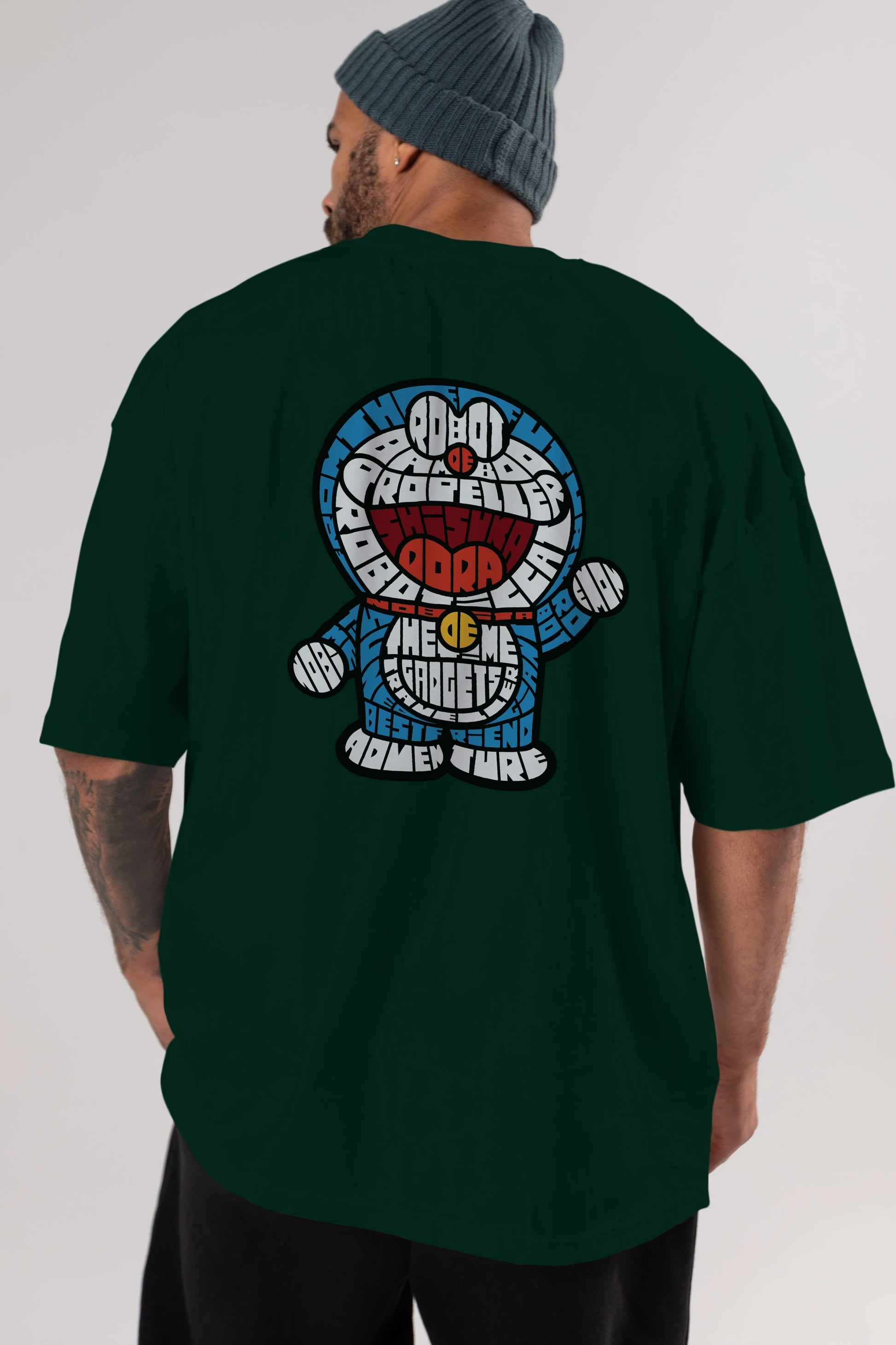 Robotic cat Arka Baskılı Oversize t-shirt %100 pamuk Erkek Kadın Unisex