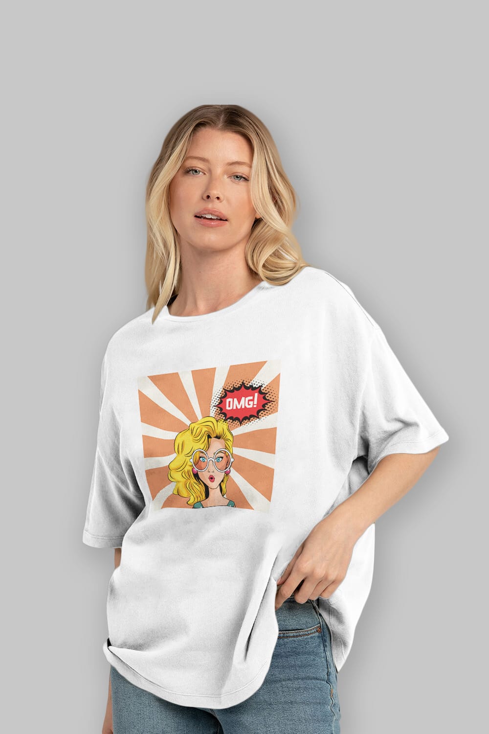 OMG Yazılı Retro Ön Baskılı Oversize t-shirt Erkek Kadın Unisex
