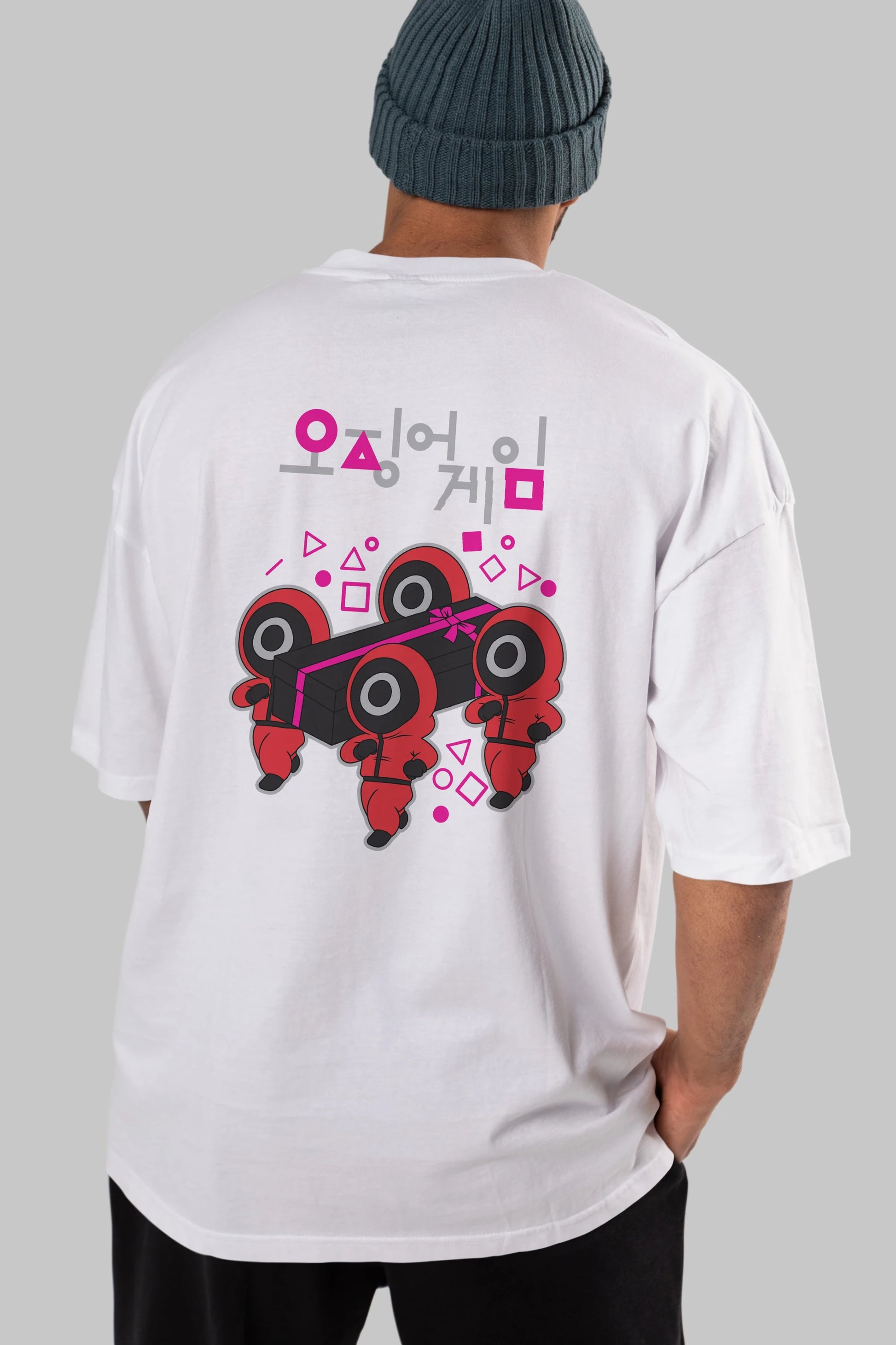 Squid Game (6) Arka Baskılı Oversize t-shirt Erkek Kadın Unisex %100 Pamuk Bisiklet Yaka tişort