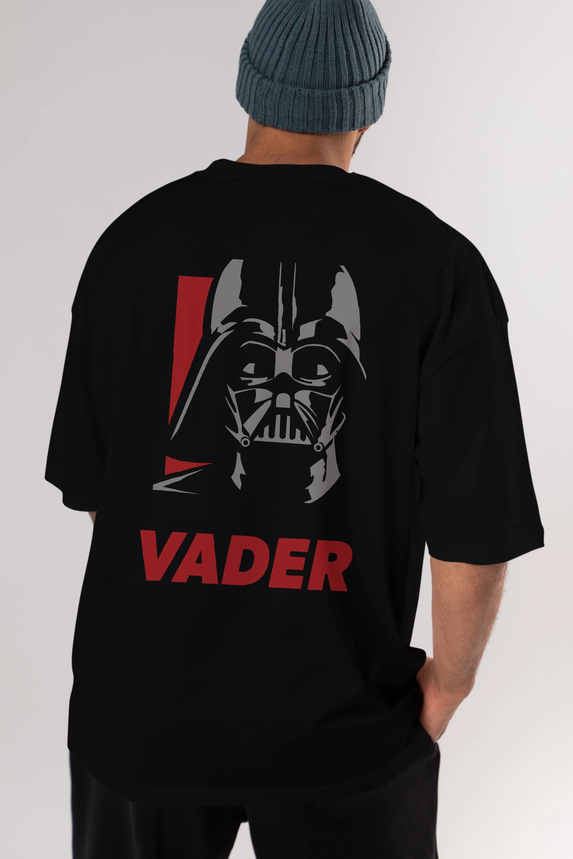 Darth Vader Arka Baskılı Oversize t-shirt Erkek Kadın Unisex %100 Pamuk Bisiklet Yaka tişort