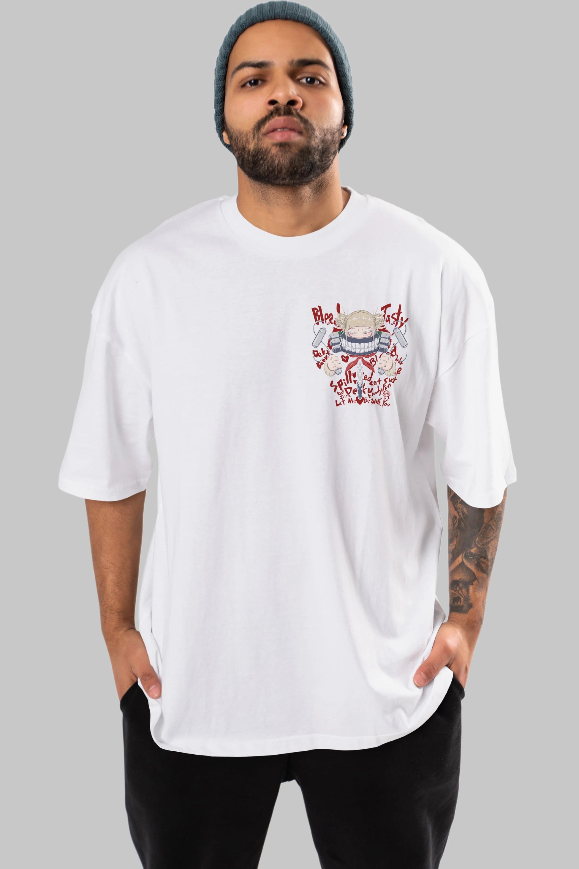 Himiko Toga 1 Ön Sol Baskılı Oversize t-shirt Erkek Kadın Unisex %100 Pamuk Bisiklet Yaka tişort