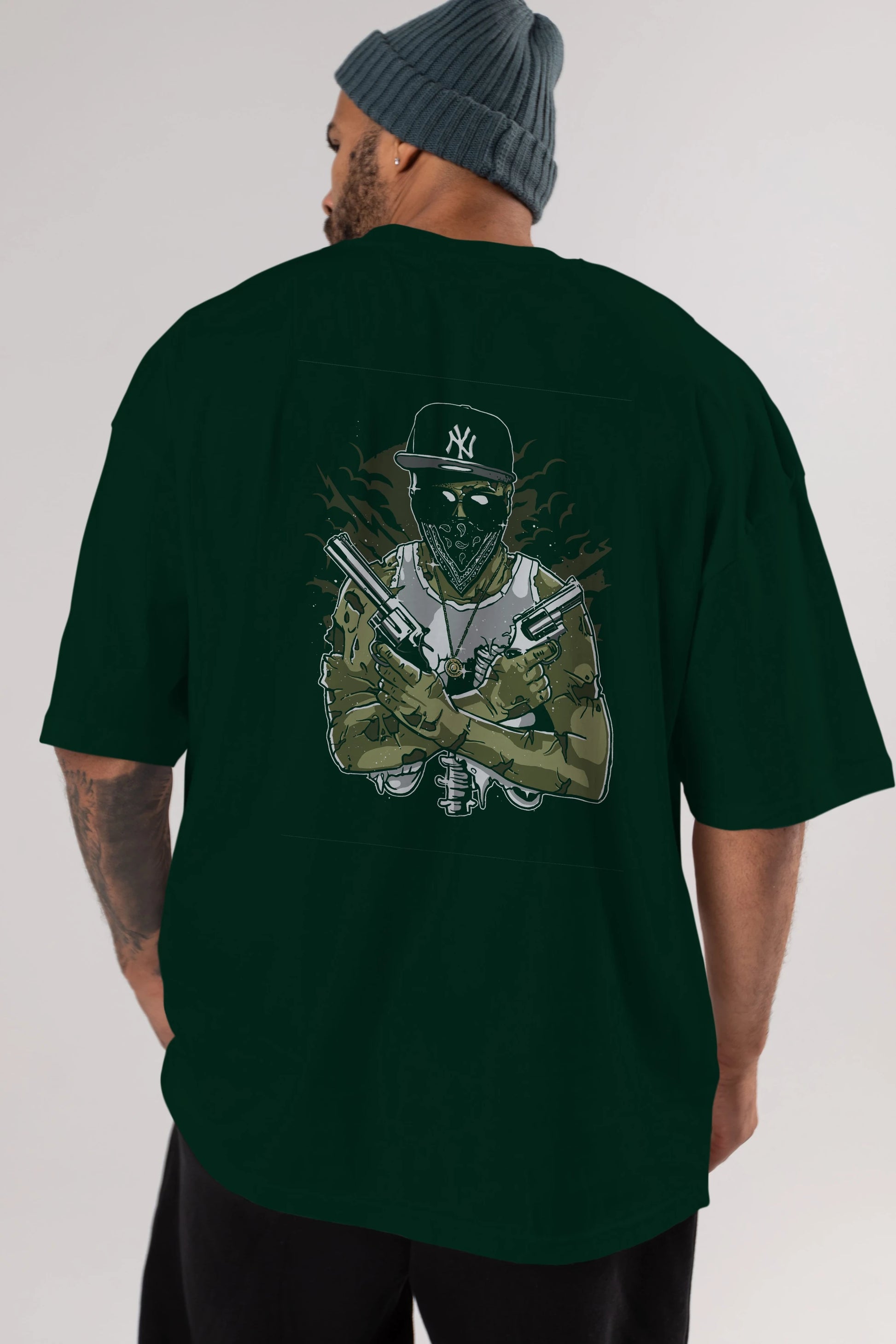 Gangsta Zombie Arka Baskılı Oversize t-shirt Erkek Kadın Unisex %100 Pamuk