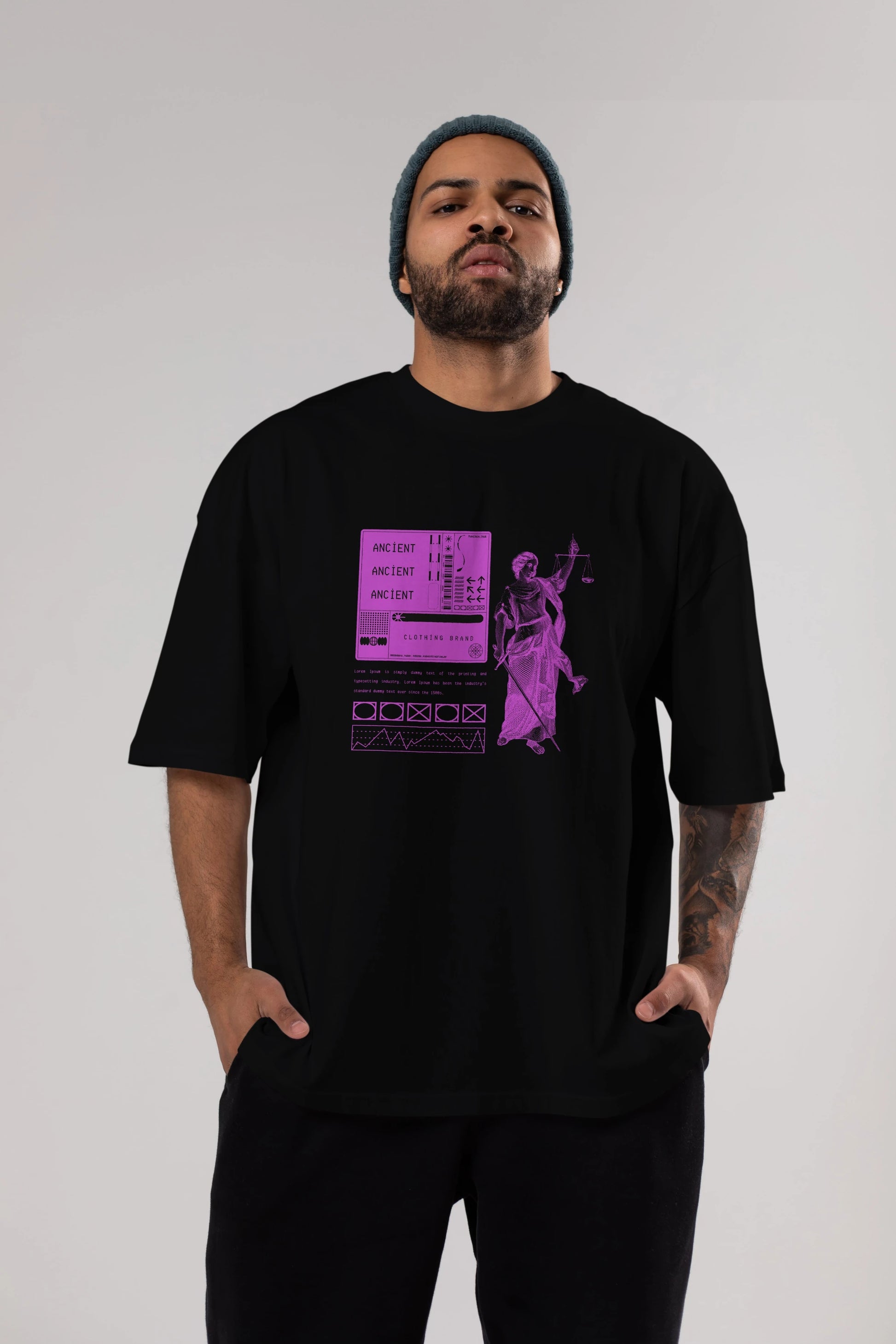 Ancient Streetwear Ön Baskılı Oversize t-shirt Erkek Kadın Unisex
