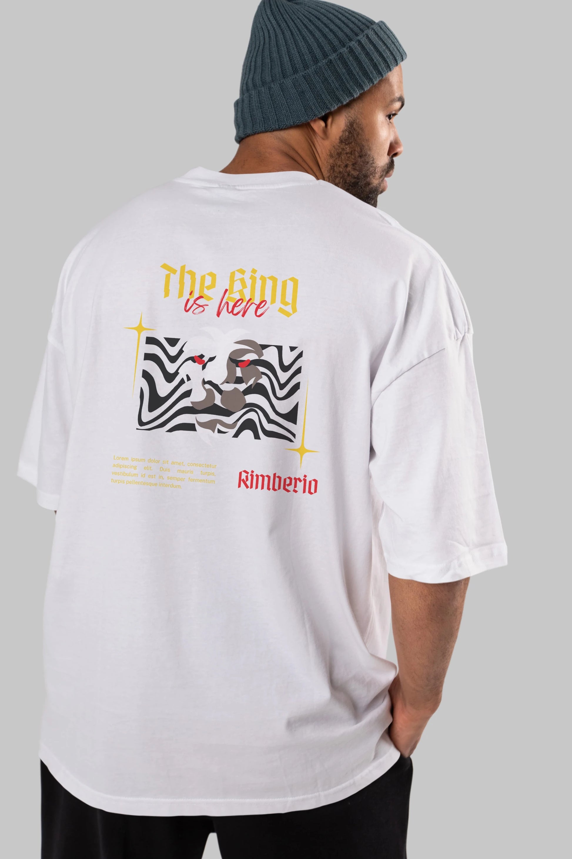 The King is Here Yazılı Arka Baskılı Oversize t-shirt Erkek Kadın Unisex