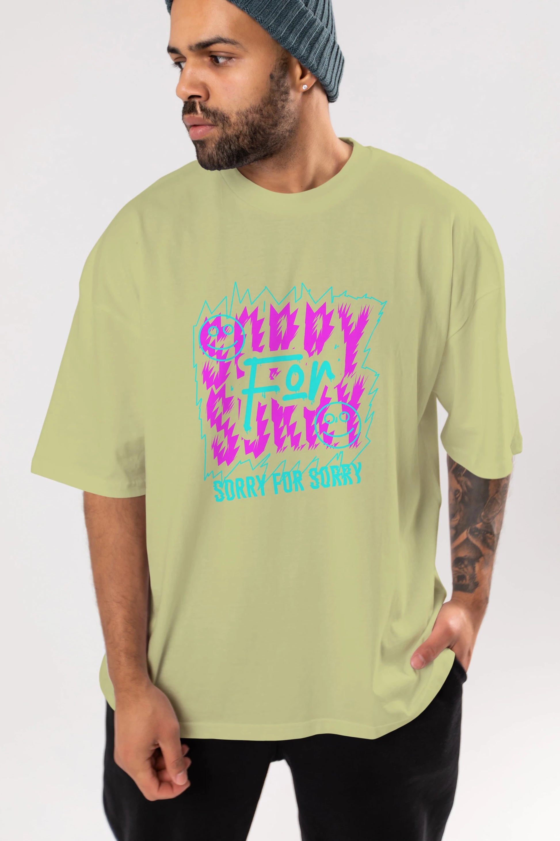Sorry for Sorry Ön Baskılı Oversize t-shirt Erkek Kadın Unisex