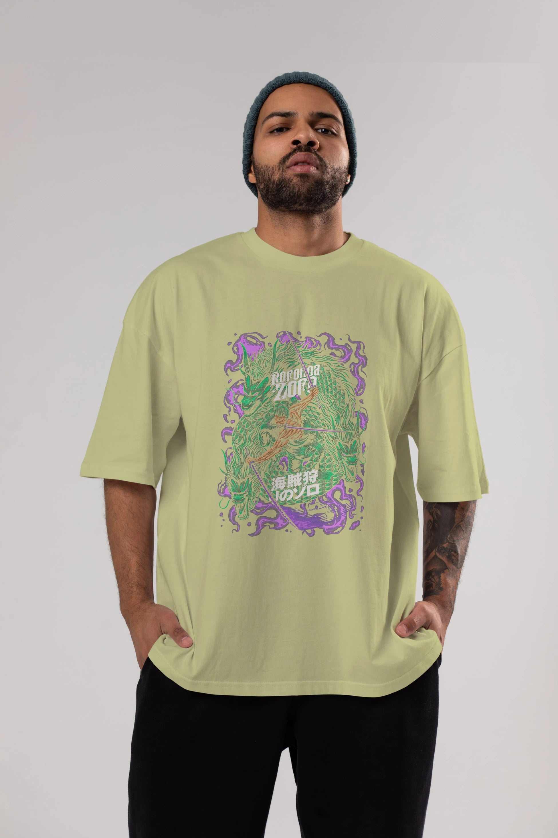 RORONOA ZORO 5 Anime Ön Baskılı Oversize t-shirt %100 pamuk Erkek Kadın Unisex