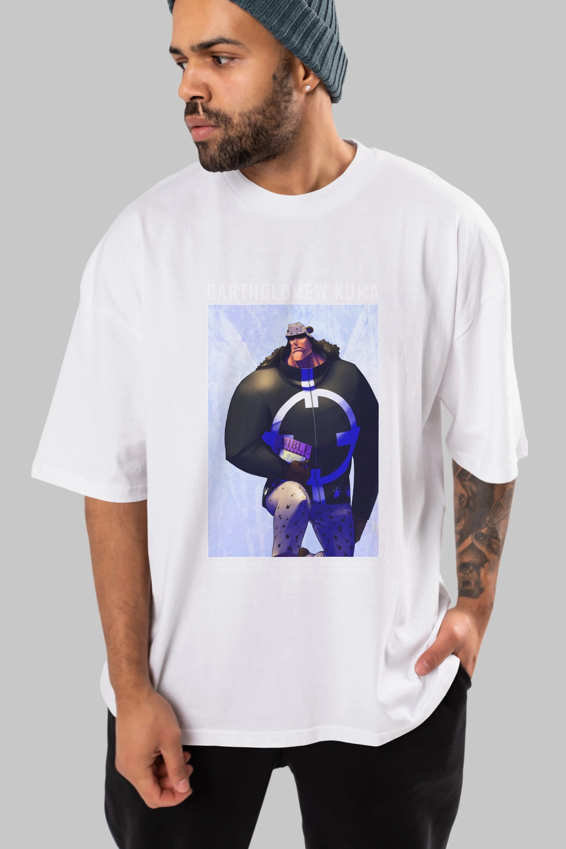 Bartholomew Kuma Anime Ön Baskılı Oversize t-shirt Erkek Kadın Unisex