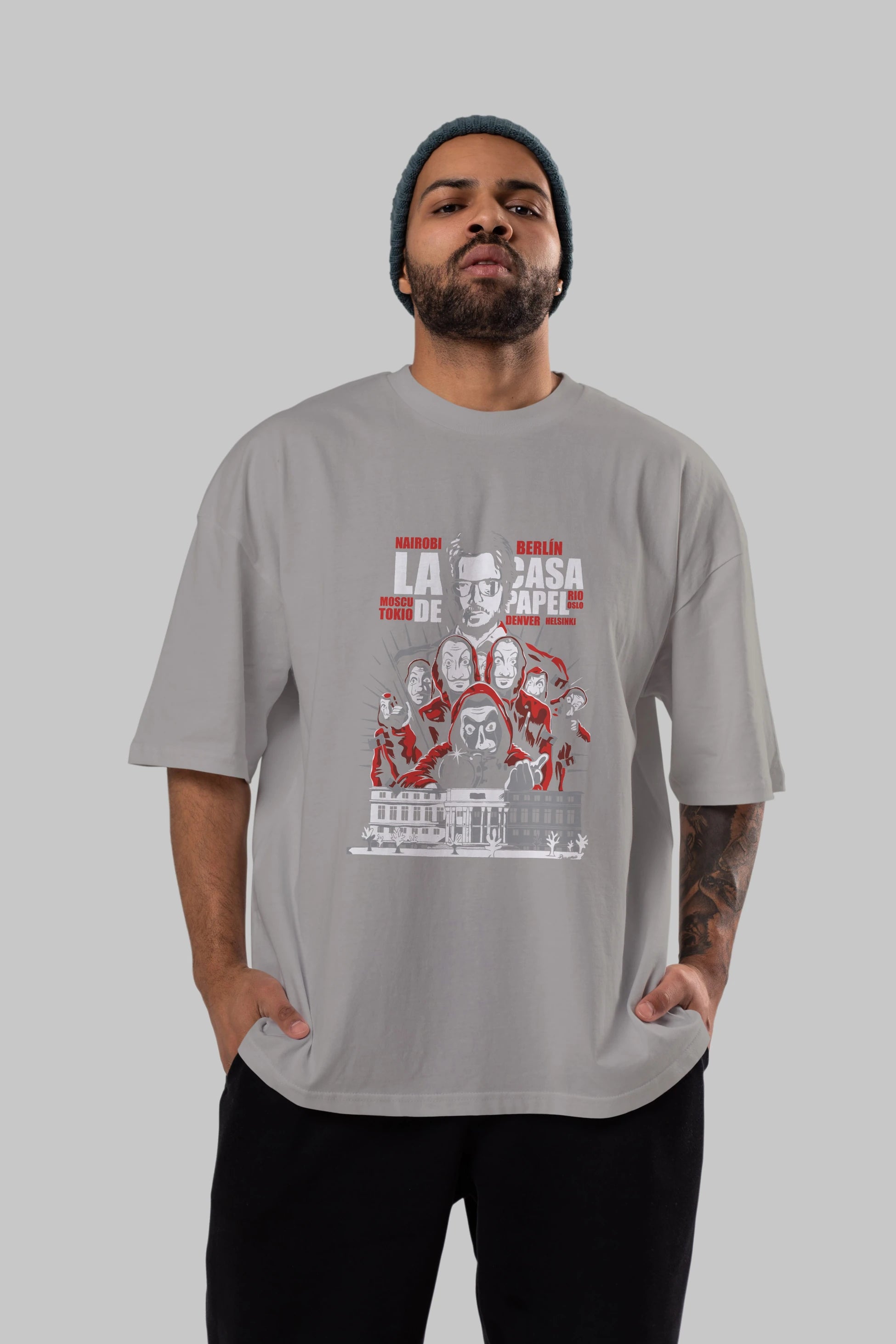 La Casa De Papel (2) Ön Baskılı Oversize t-shirt Erkek Kadın Unisex %100 Pamuk Bisiklet Yaka tişort