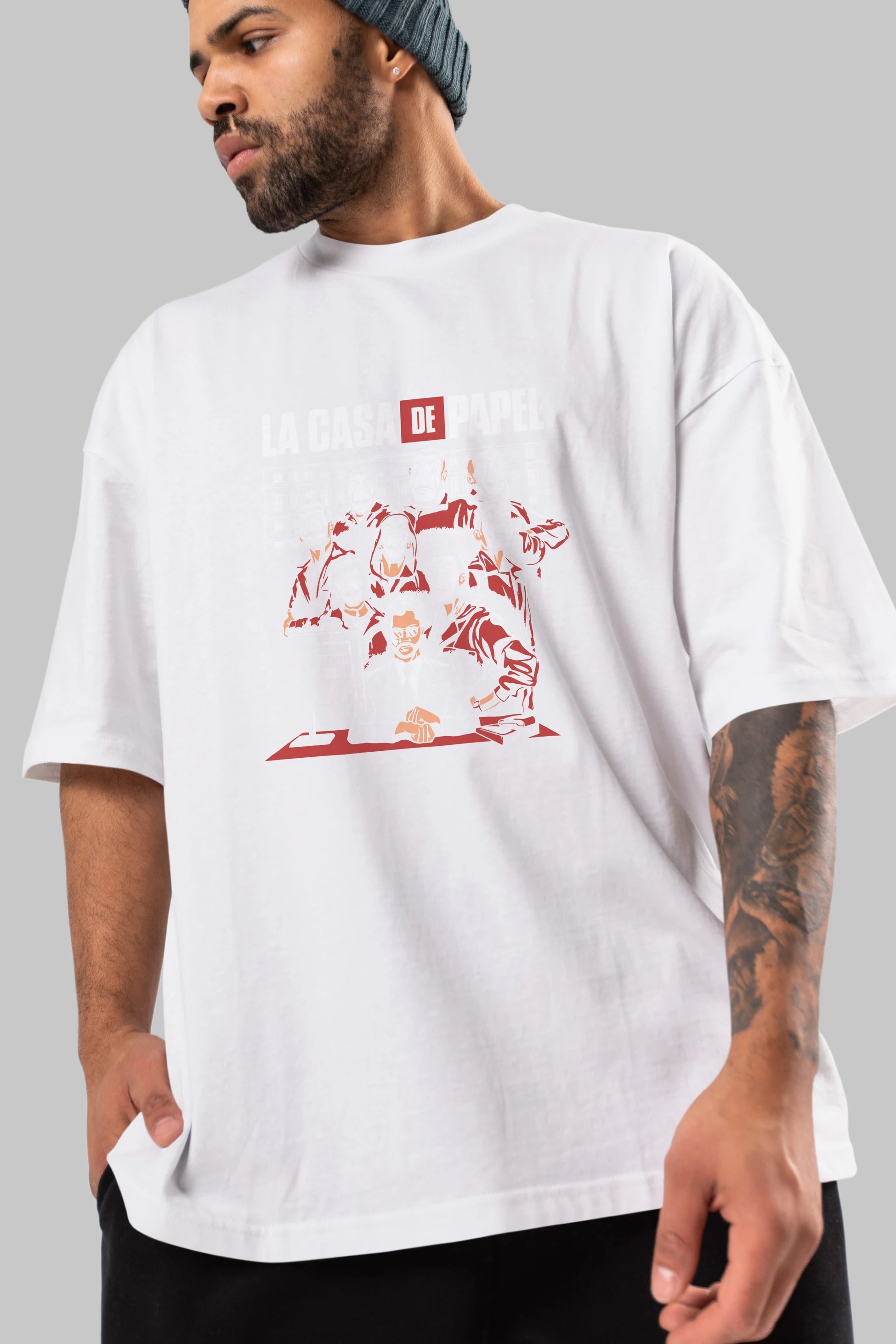 La Casa De Papel (5) Ön Baskılı Oversize t-shirt Erkek Kadın Unisex %100 Pamuk Bisiklet Yaka tişort