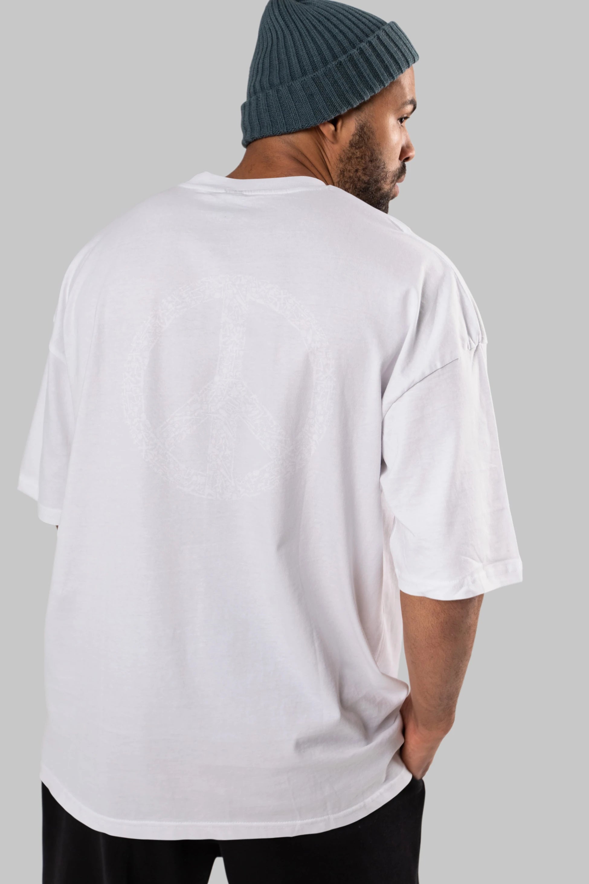 War Peace Arka Baskılı Oversize t-shirt %100 pamuk Erkek Kadın Unisex