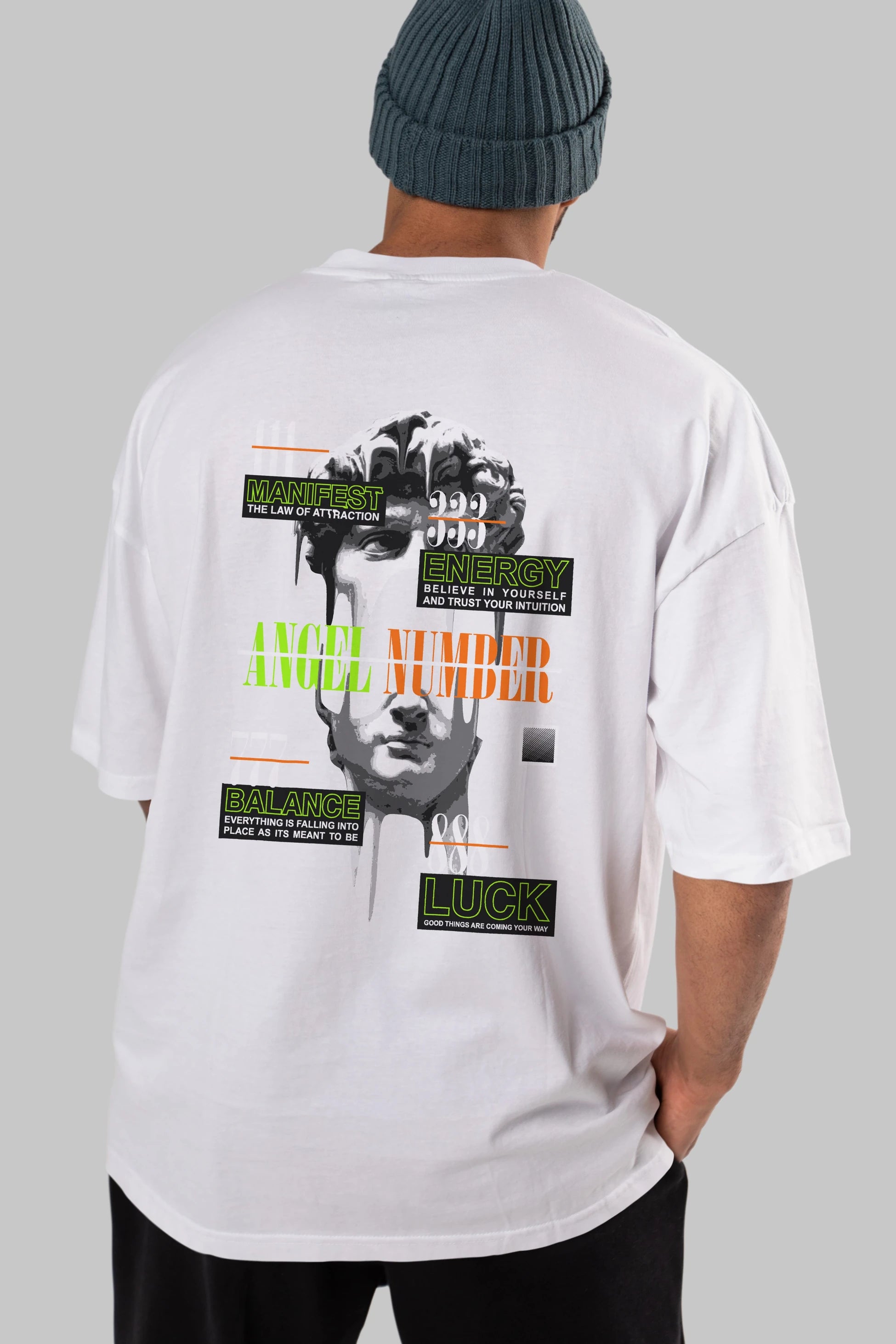 Angel Number Arka Baskılı Oversize t-shirt Erkek Kadın Unisex