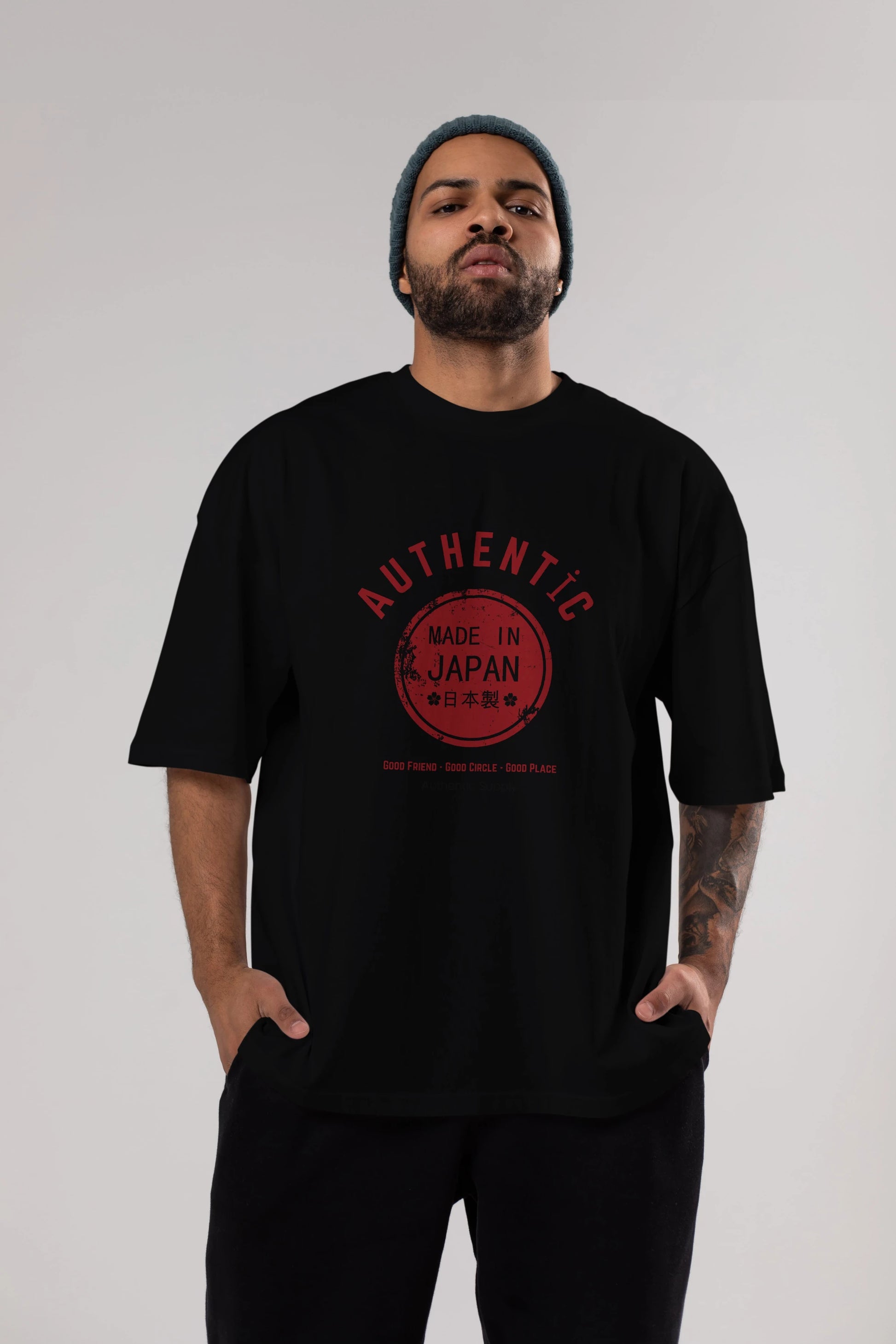 Authentic Japan Style Ön Baskılı Oversize t-shirt Erkek Kadın Unisex
