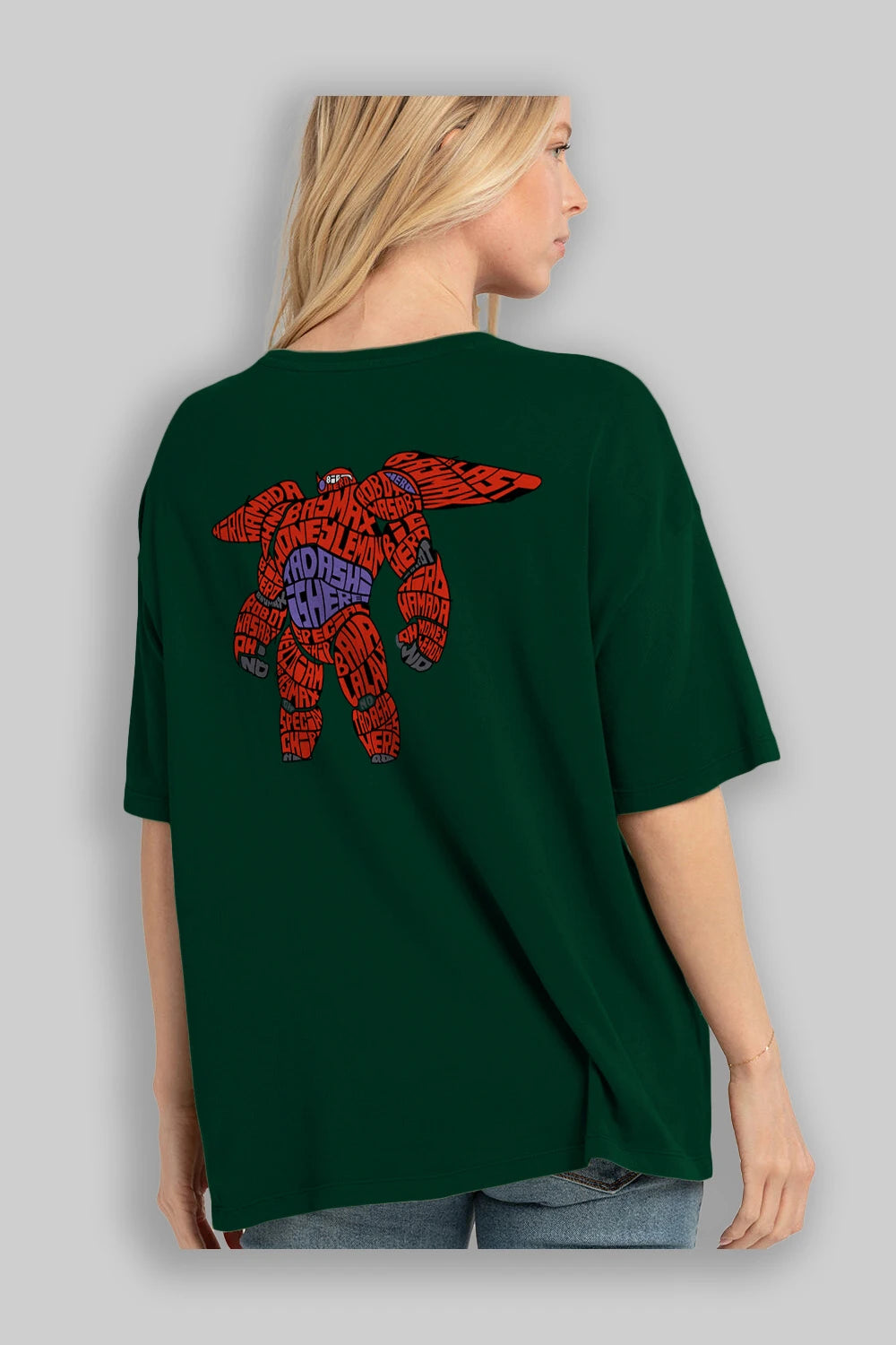 Baymax Arka Baskılı Oversize t-shirt %100 pamuk Erkek Kadın Unisex