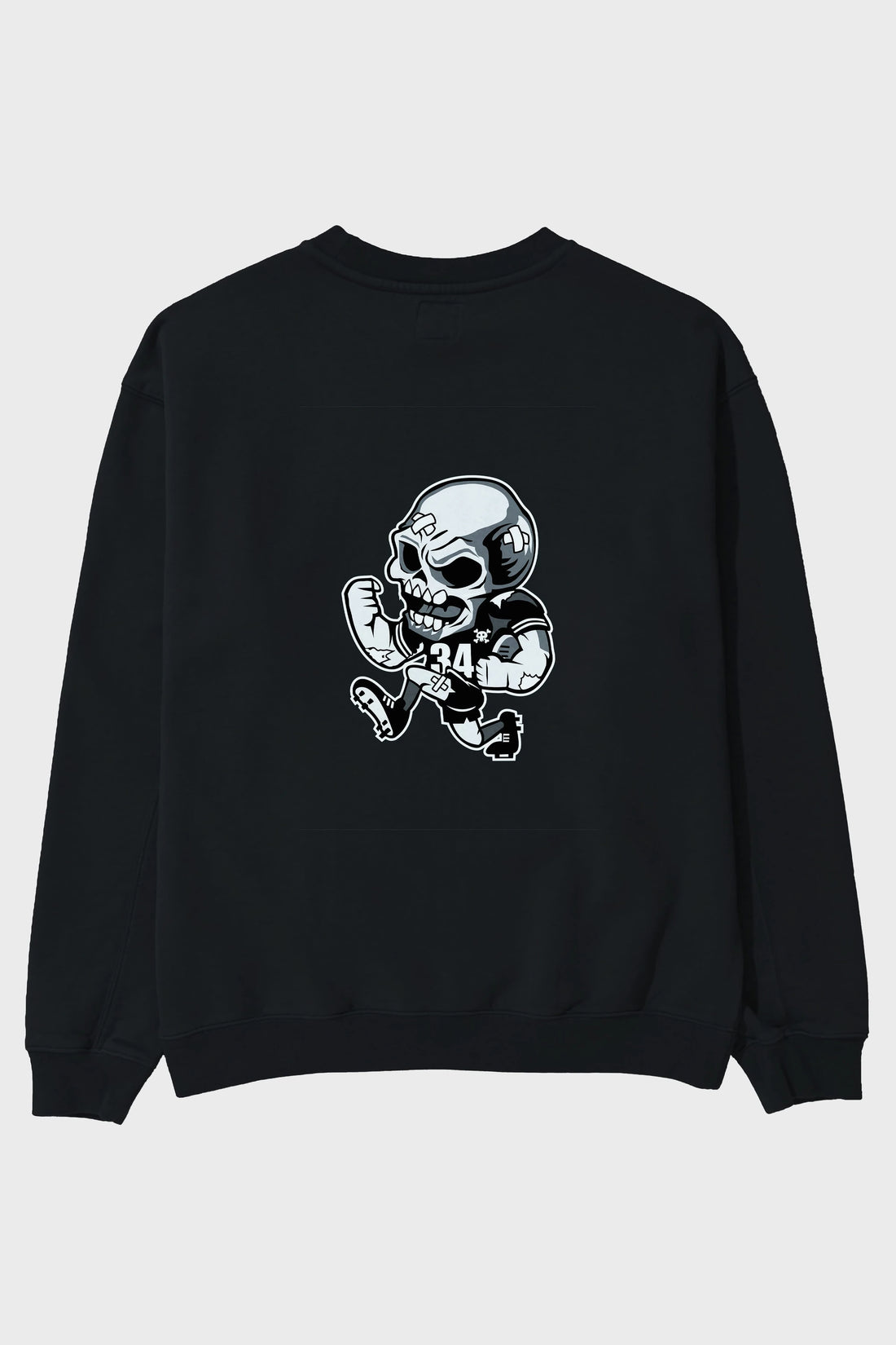Skull Football Arka Baskılı Oversize Sweatshirt Erkek Kadın Unisex