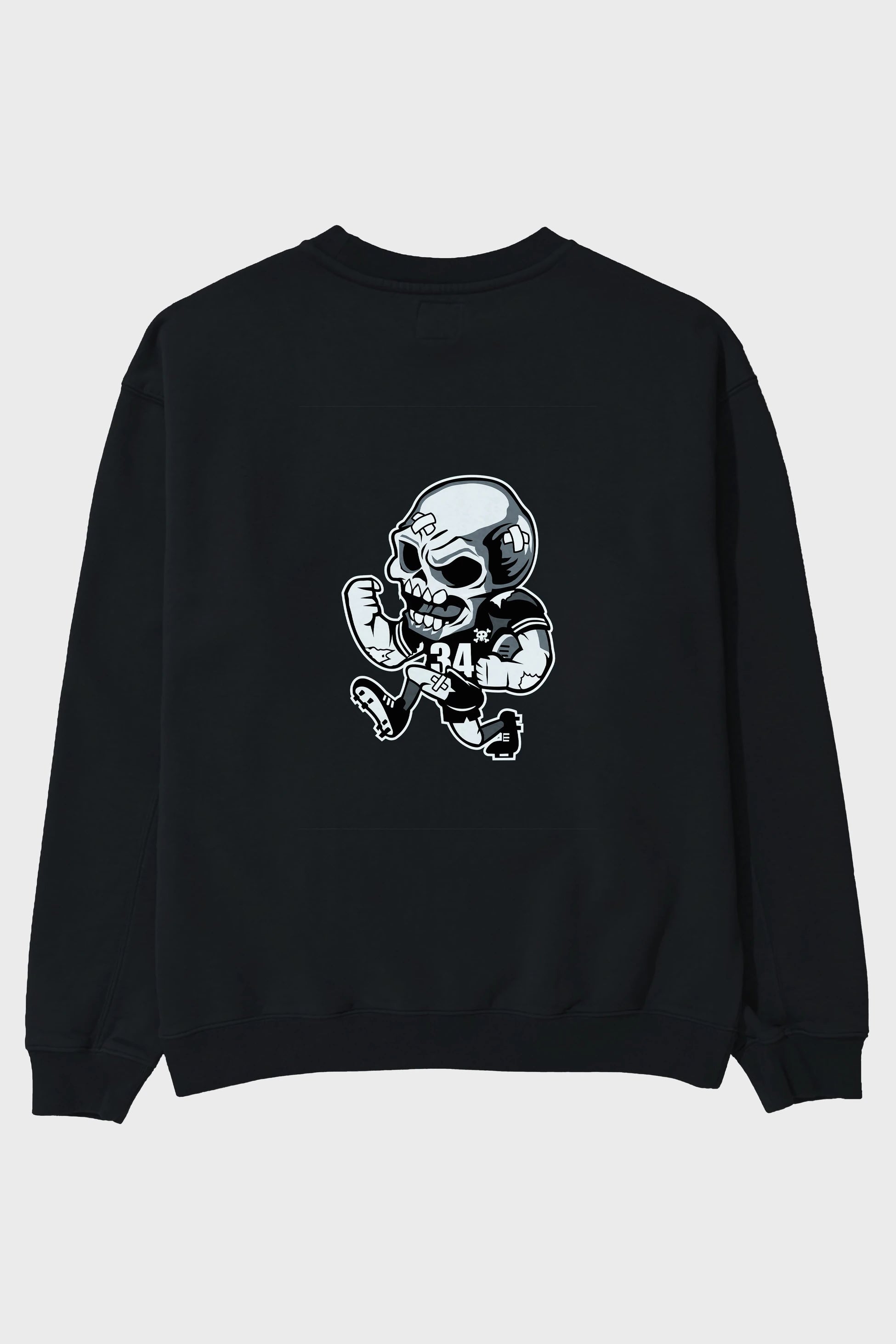 Skull Football Arka Baskılı Oversize Sweatshirt Erkek Kadın Unisex