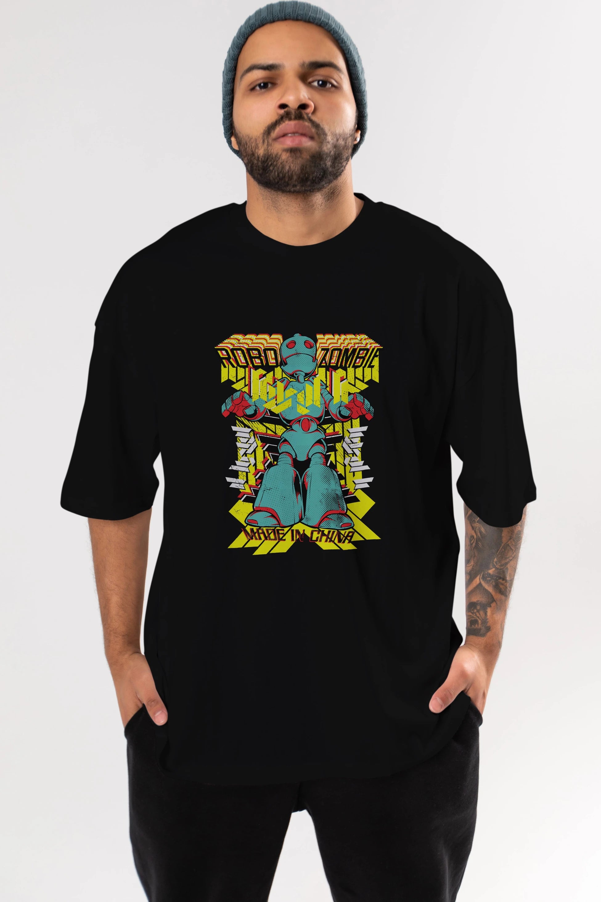 Robo Zombie Ön Baskılı Oversize t-shirt Erkek Kadın Unisex