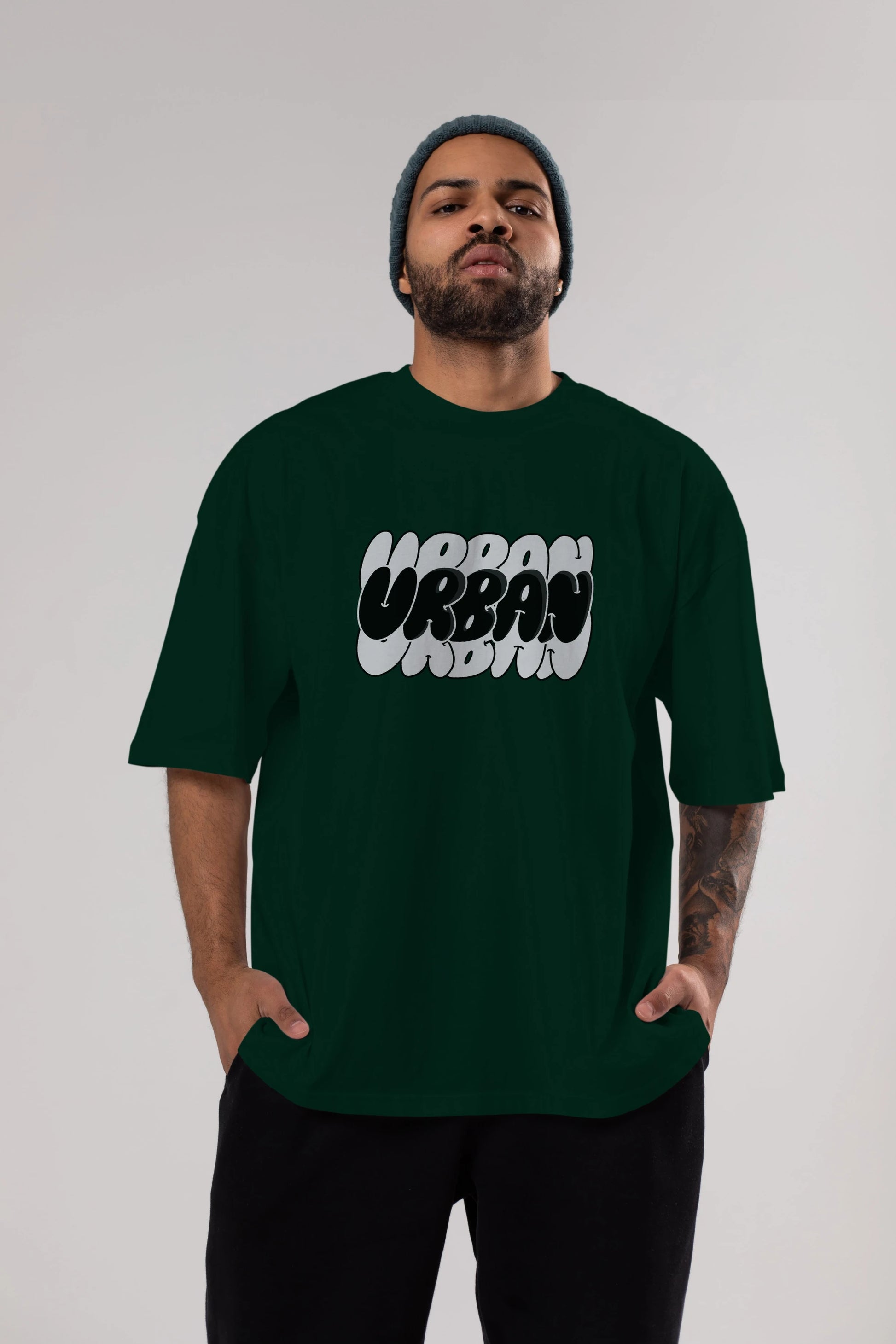 Urban Yazılı Ön Baskılı Oversize t-shirt Erkek Kadın Unisex