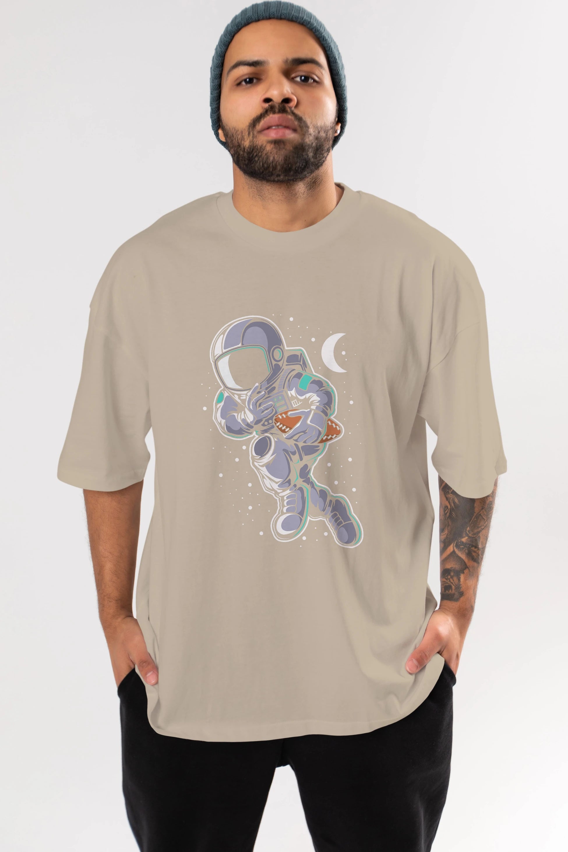 Astronaut Rugby Ön Baskılı Oversize t-shirt Erkek Kadın Unisex