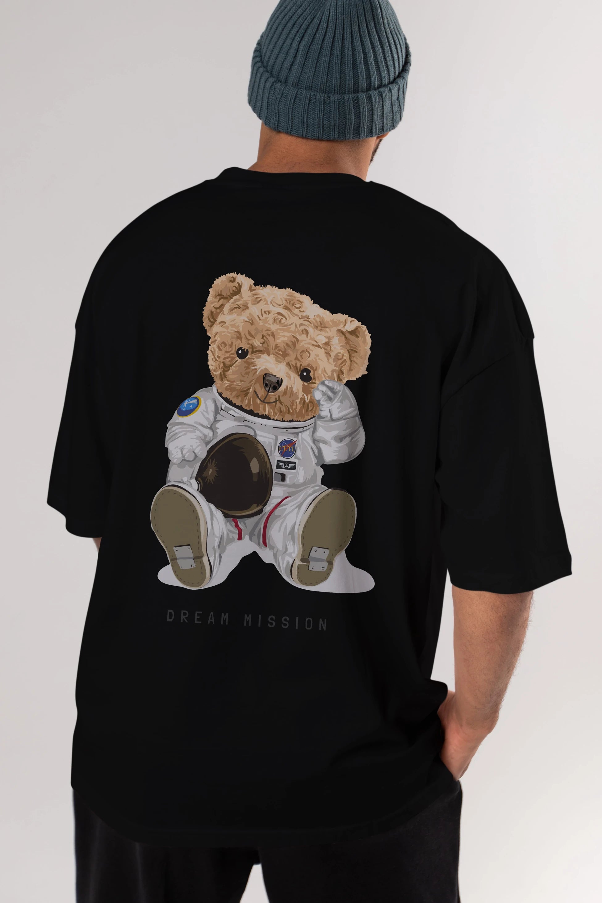 Teddy Bear Asrtonot Arka Baskılı Oversize t-shirt Erkek Kadın Unisex %100 Pamuk