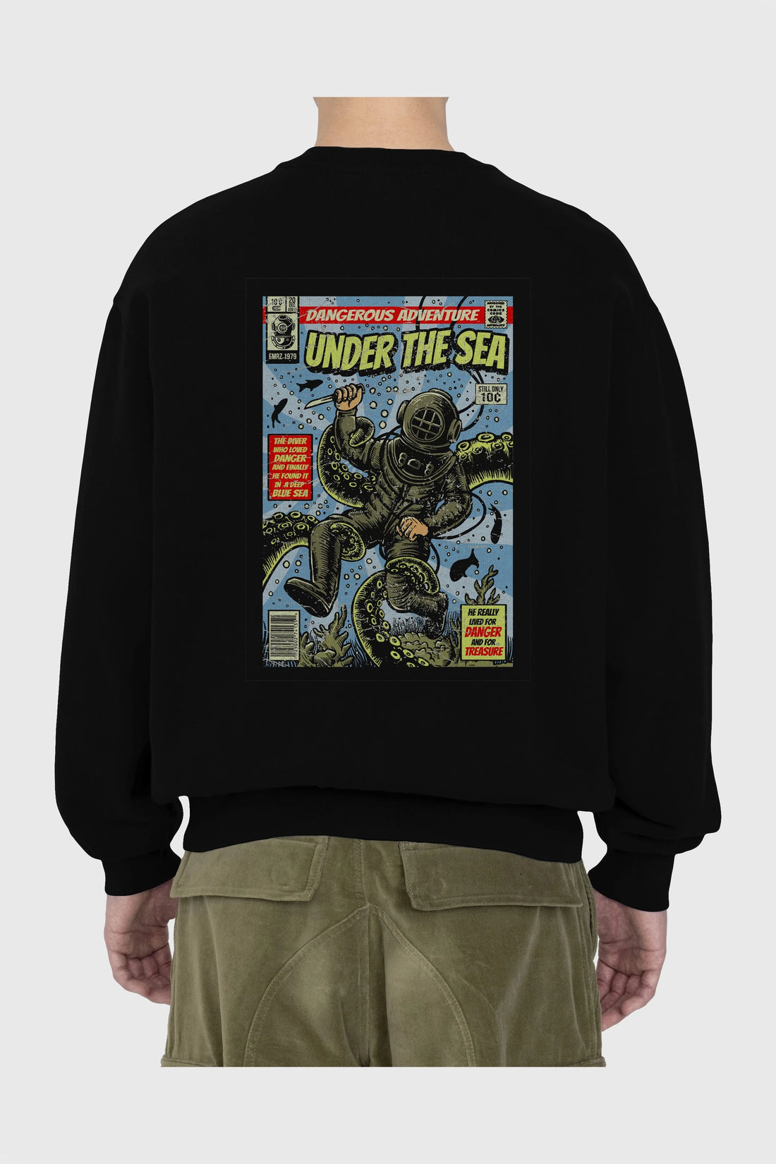 Under The Sea Arka Baskılı Oversize Sweatshirt Erkek Kadın Unisex