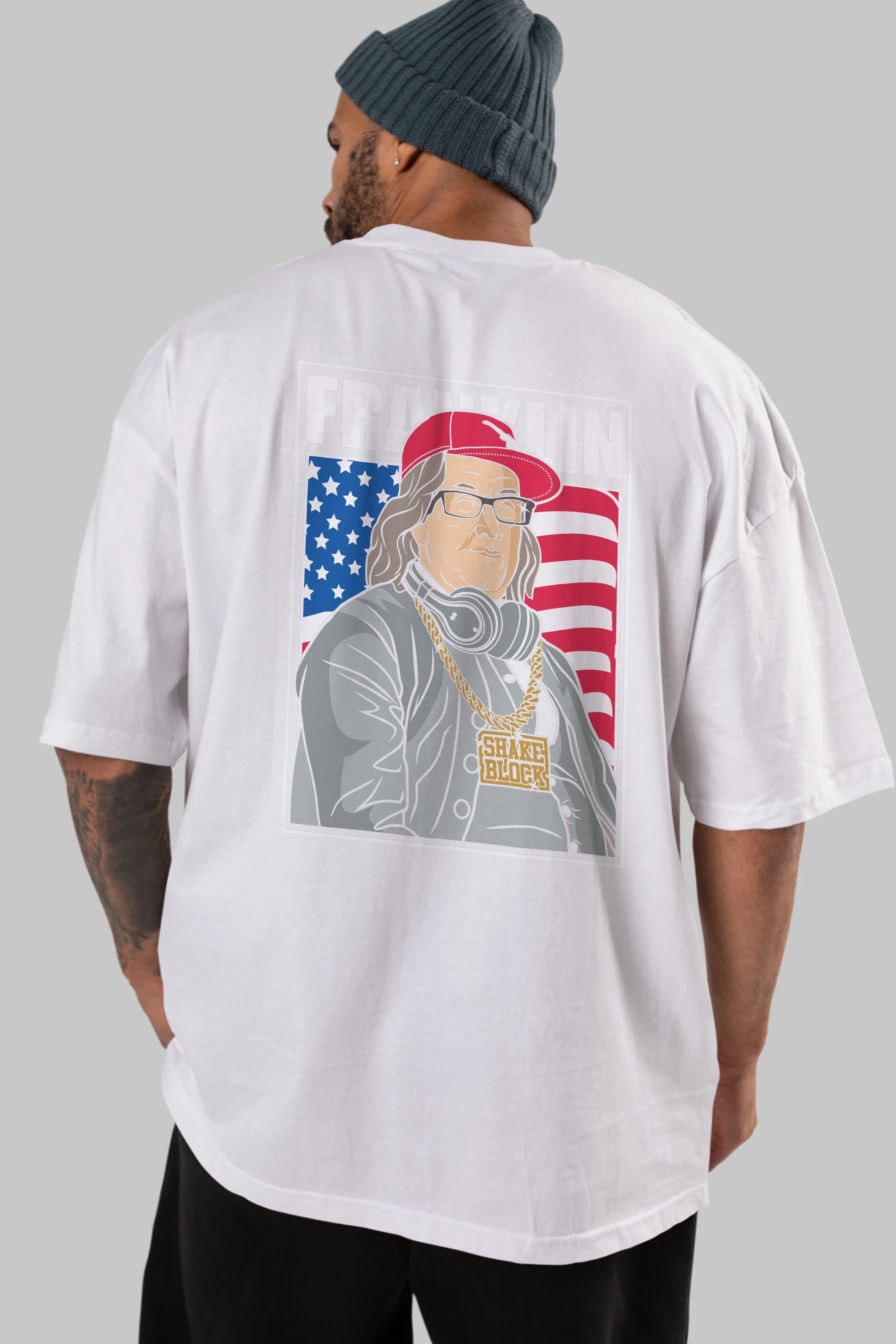 Franklin Rapper Arka Baskılı Oversize t-shirt Erkek Kadın Unisex %100 Pamuk tişort