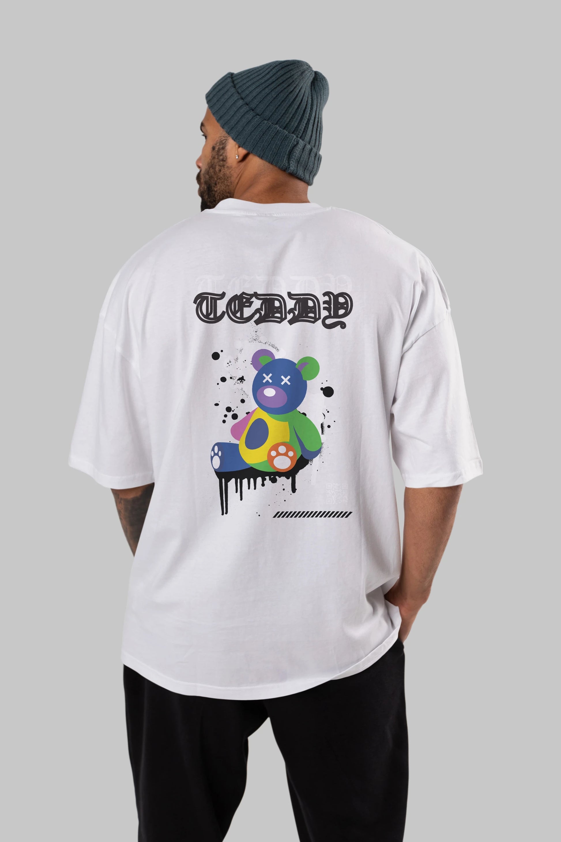 Teddy Bear Arka Baskılı Oversize t-shirt Erkek Kadın Unisex
