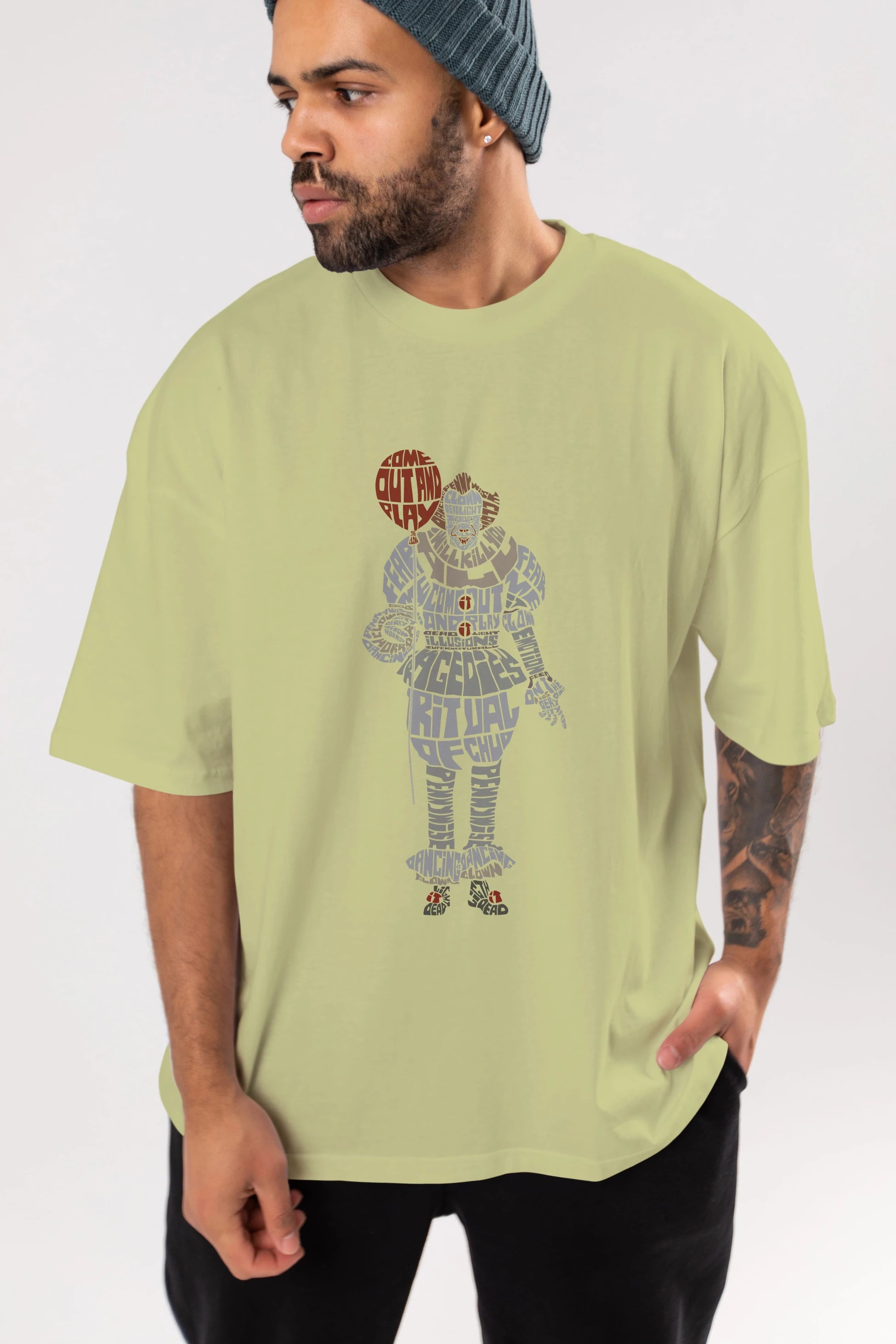It Ön Baskılı Oversize t-shirt %100 pamuk Erkek Kadın Unisex