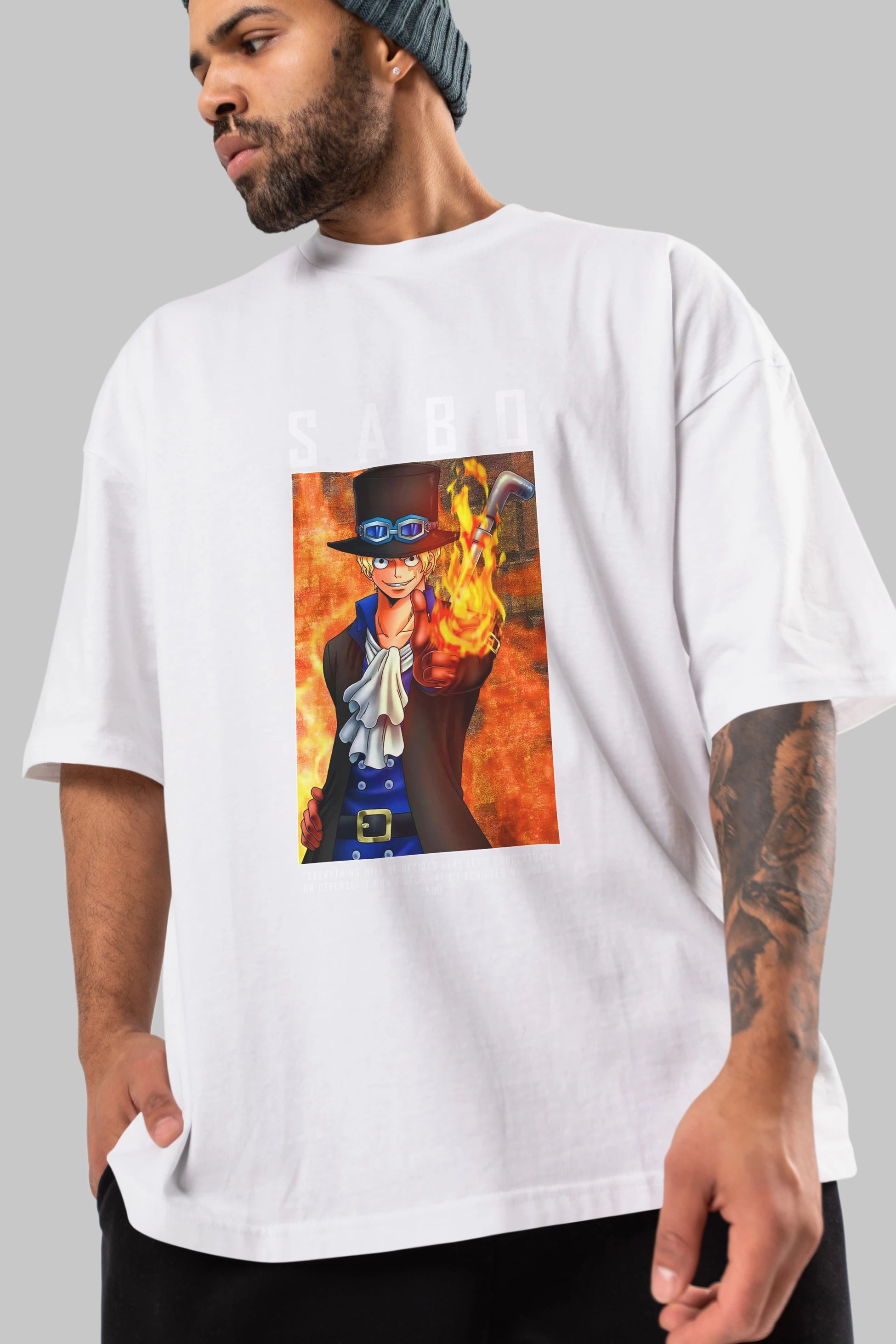 Sabo Anime Ön Baskılı Oversize t-shirt Erkek Kadın Unisex