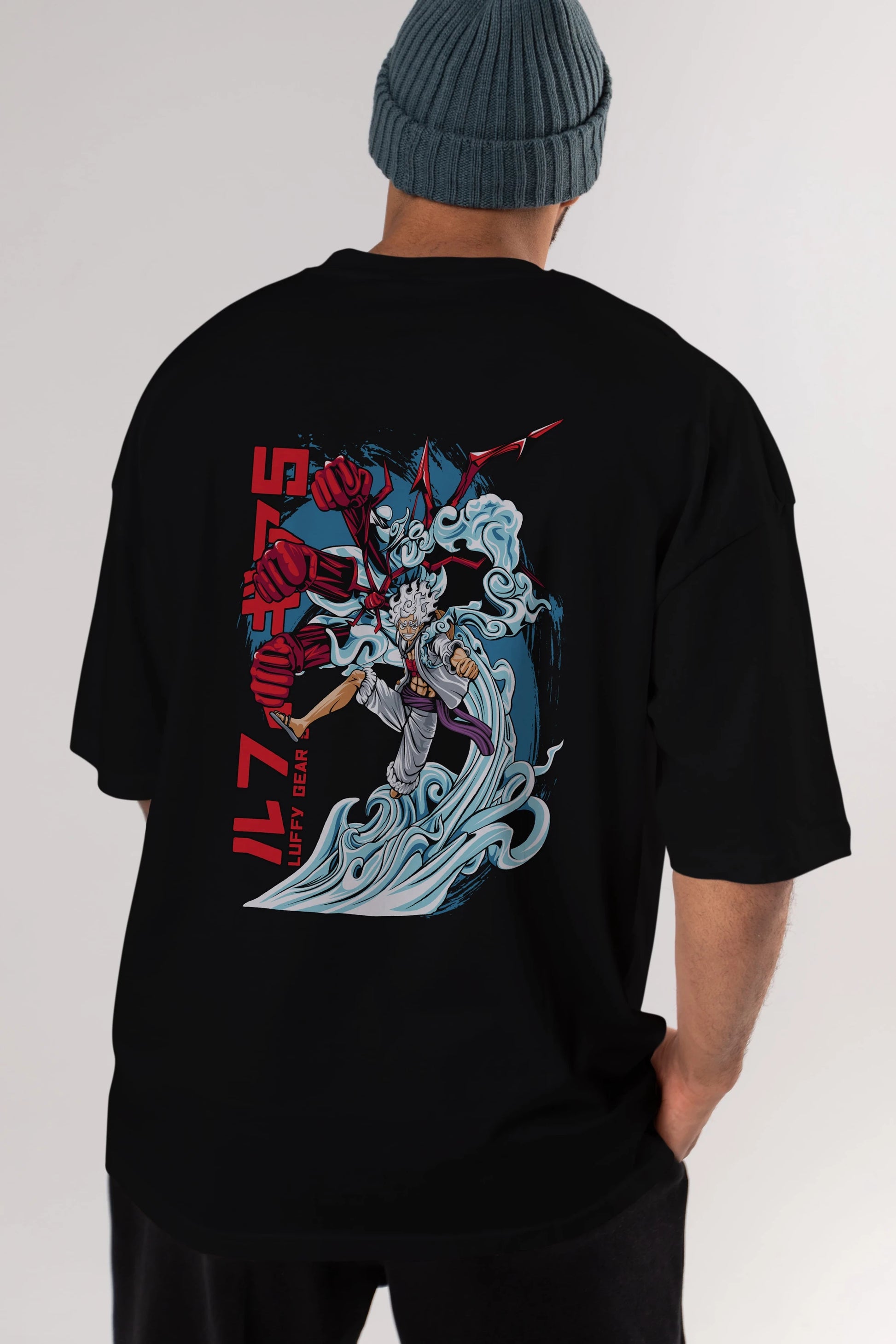 MONKEY D. LUFFY GEAR5 2 Anime Arka Baskılı Oversize t-shirt Erkek Kadın Unisex