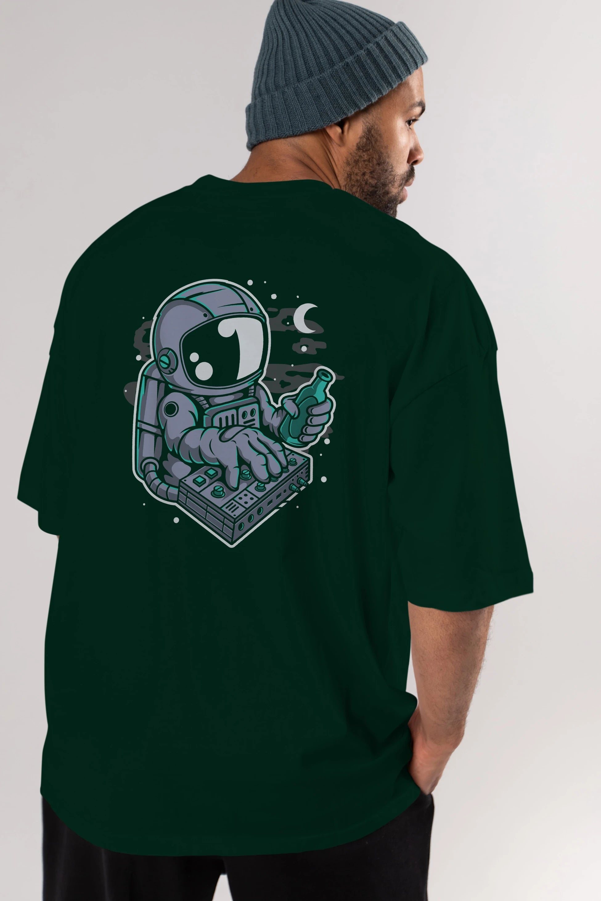 Astronaut Synth Arka Baskılı Oversize t-shirt Erkek Kadın Unisex
