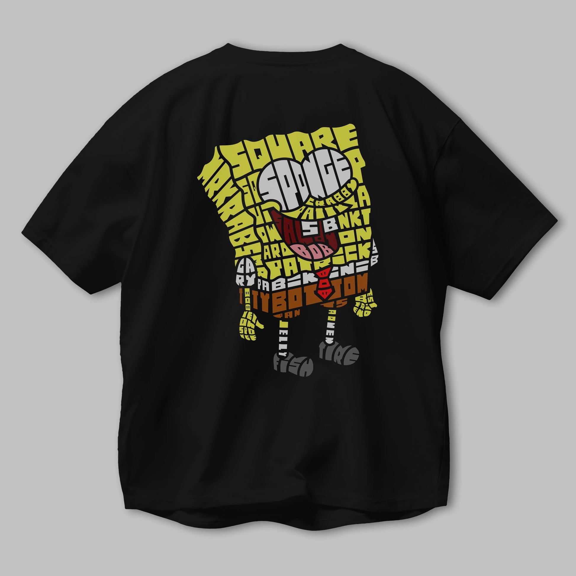 Yellow Sponge Arka Baskılı Oversize t-shirt %100 pamuk Erkek Kadın Unisex