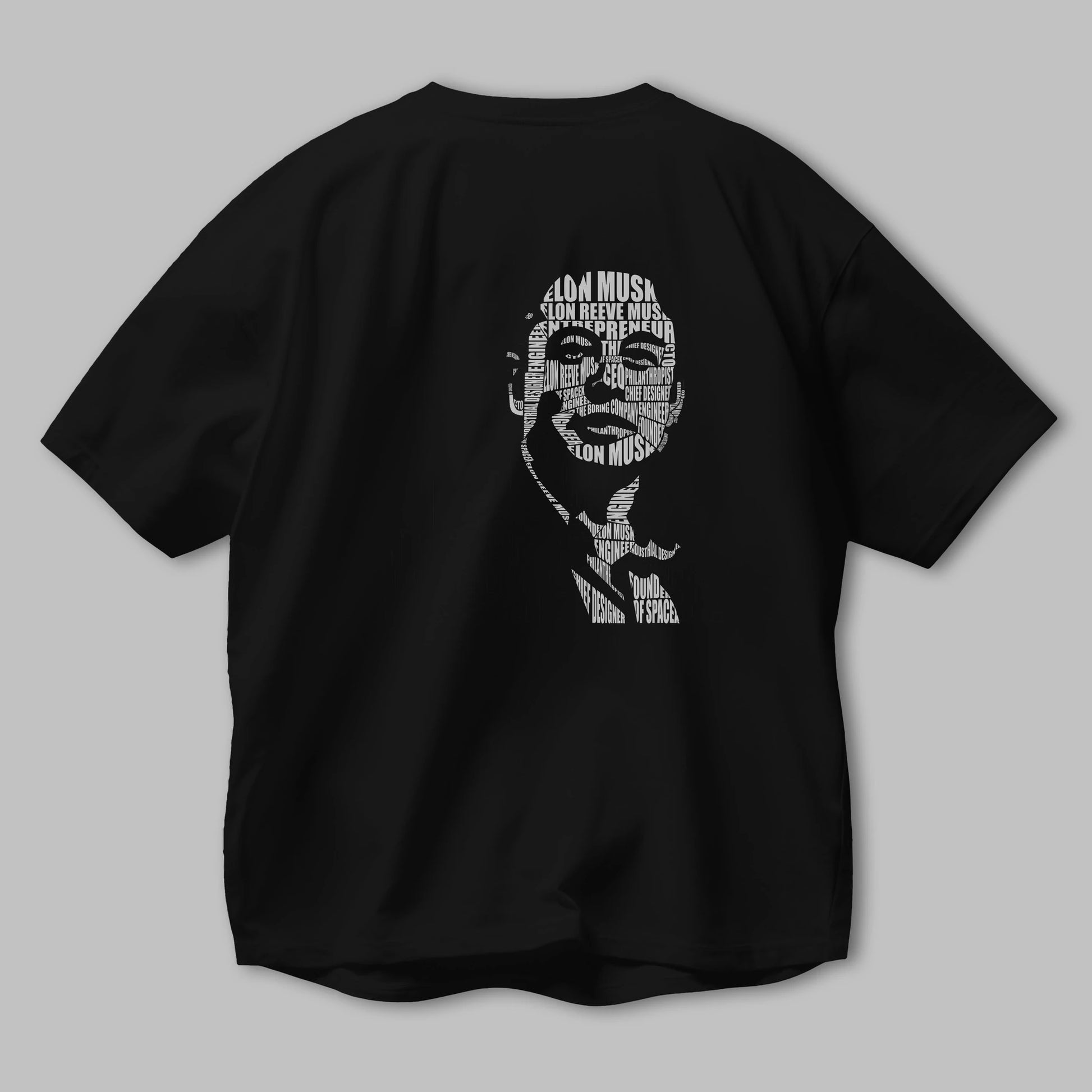 Elon Musk Calligram Arka Baskılı Oversize t-shirt %100 pamuk Erkek Kadın Unisex