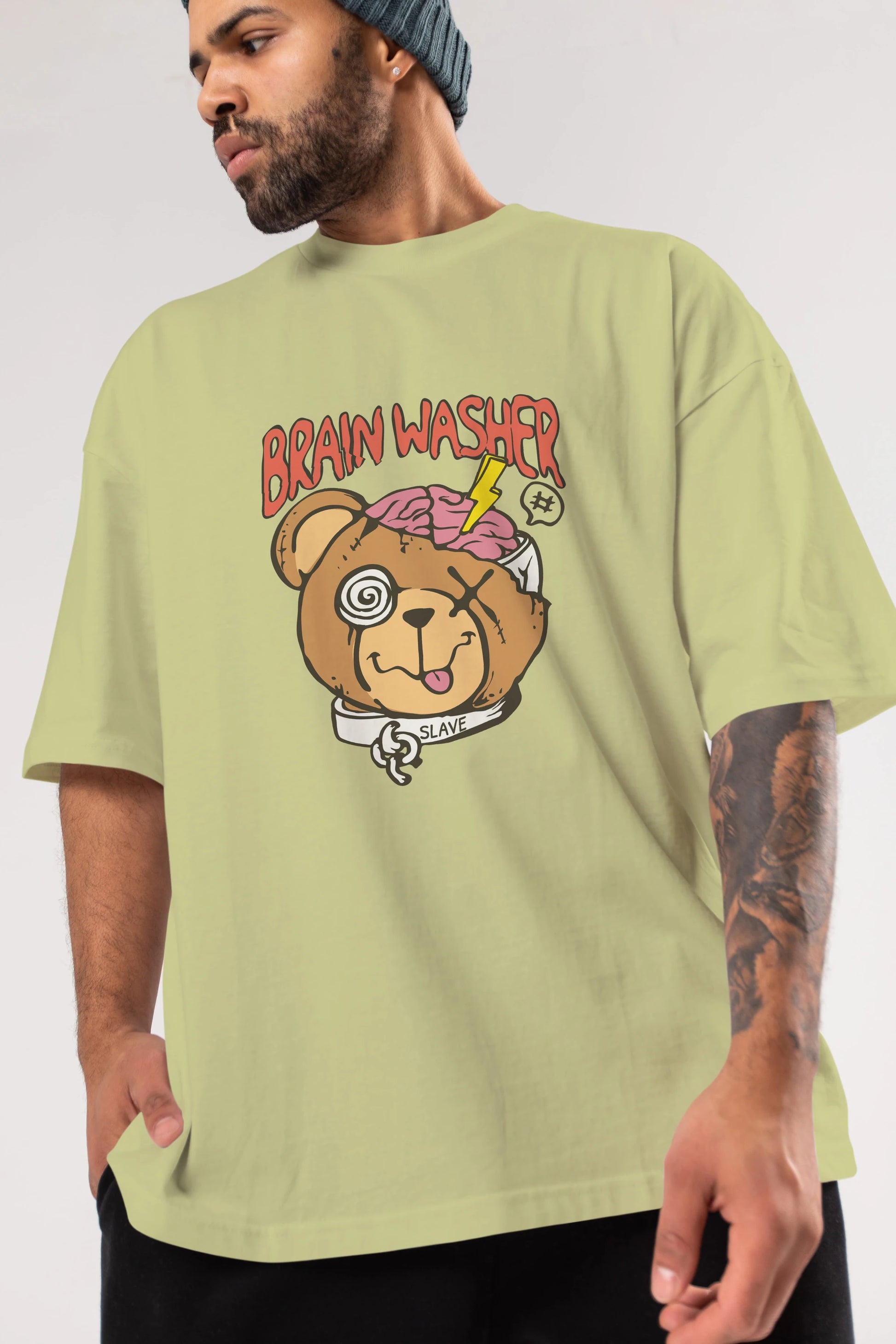 Brain Washer Ön Baskılı Oversize t-shirt Erkek Kadın Unisex