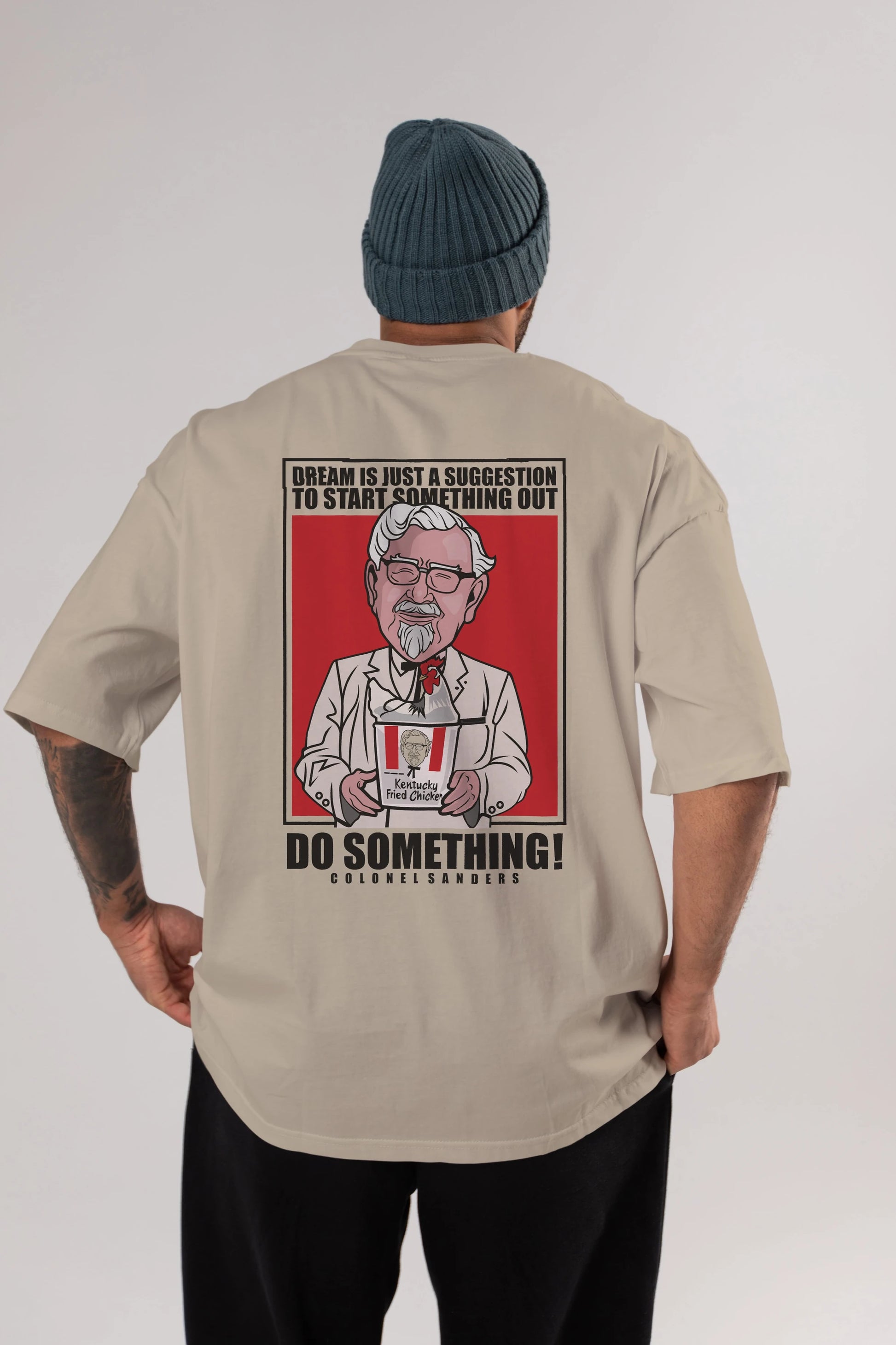 Colonel Sanders Arka Baskılı Oversize t-shirt Erkek Kadın Unisex %100 Pamuk tişort
