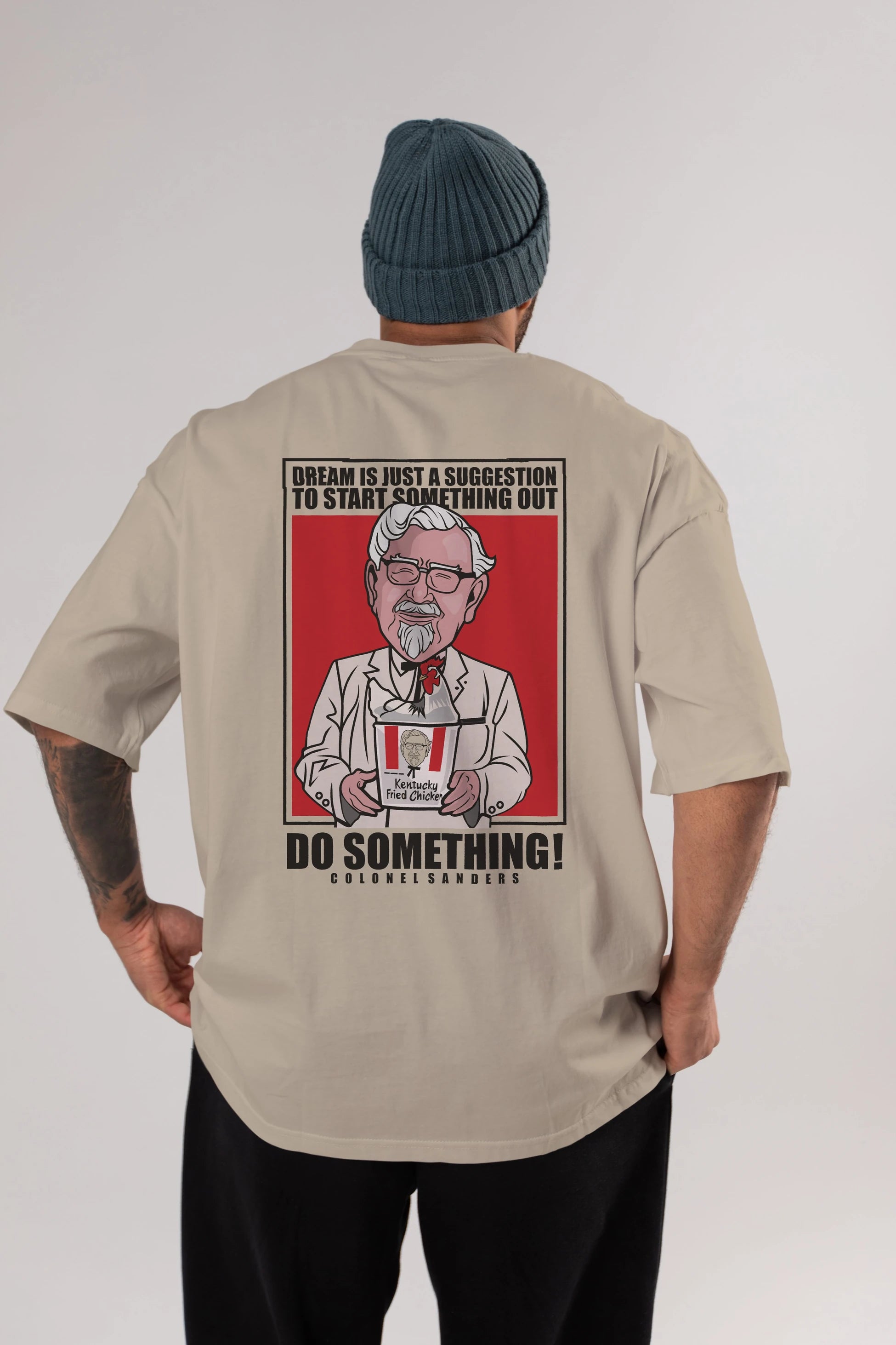 Colonel Sanders Arka Baskılı Oversize t-shirt Erkek Kadın Unisex %100 Pamuk tişort