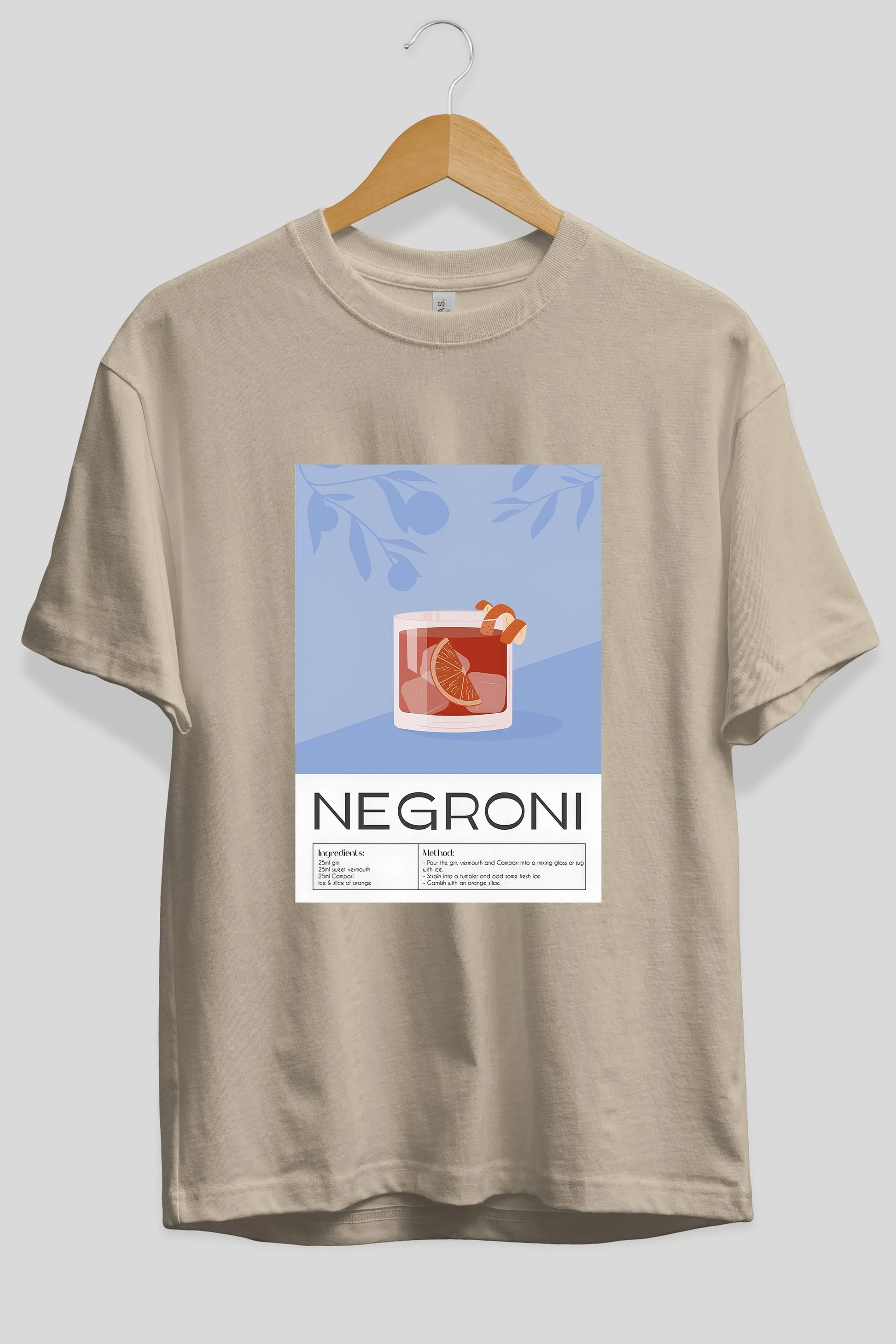 Negroni Ön Baskılı Oversize t-shirt Erkek Kadın Unisex %100 Pamuk Bisiklet Yaka tişort
