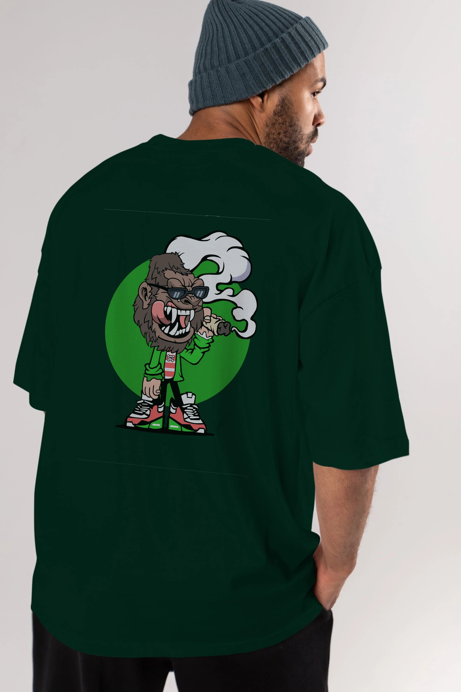 Gorilla Smoker Arka Baskılı Oversize t-shirt Erkek Kadın Unisex %100 Pamuk tişort