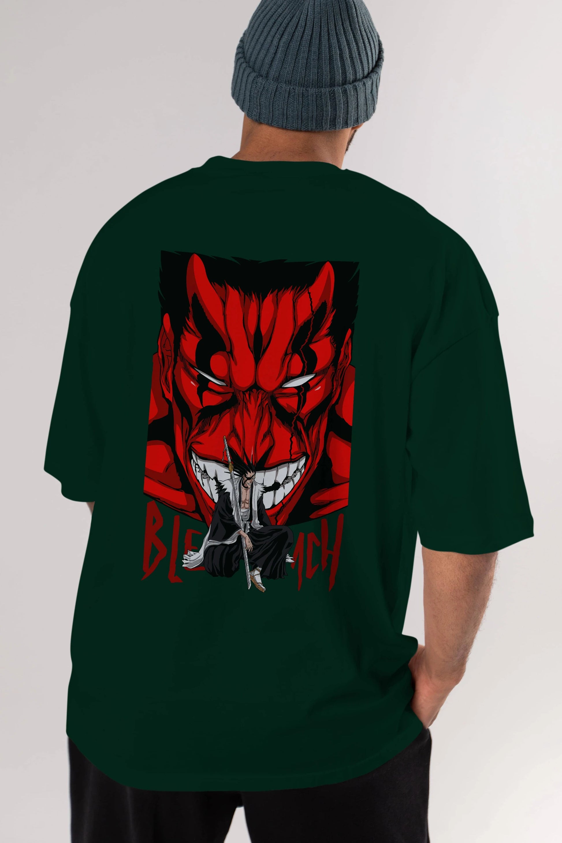 KENPACHI ZARAKI BLEACH Anime Arka Baskılı Oversize t-shirt Erkek Kadın Unisex