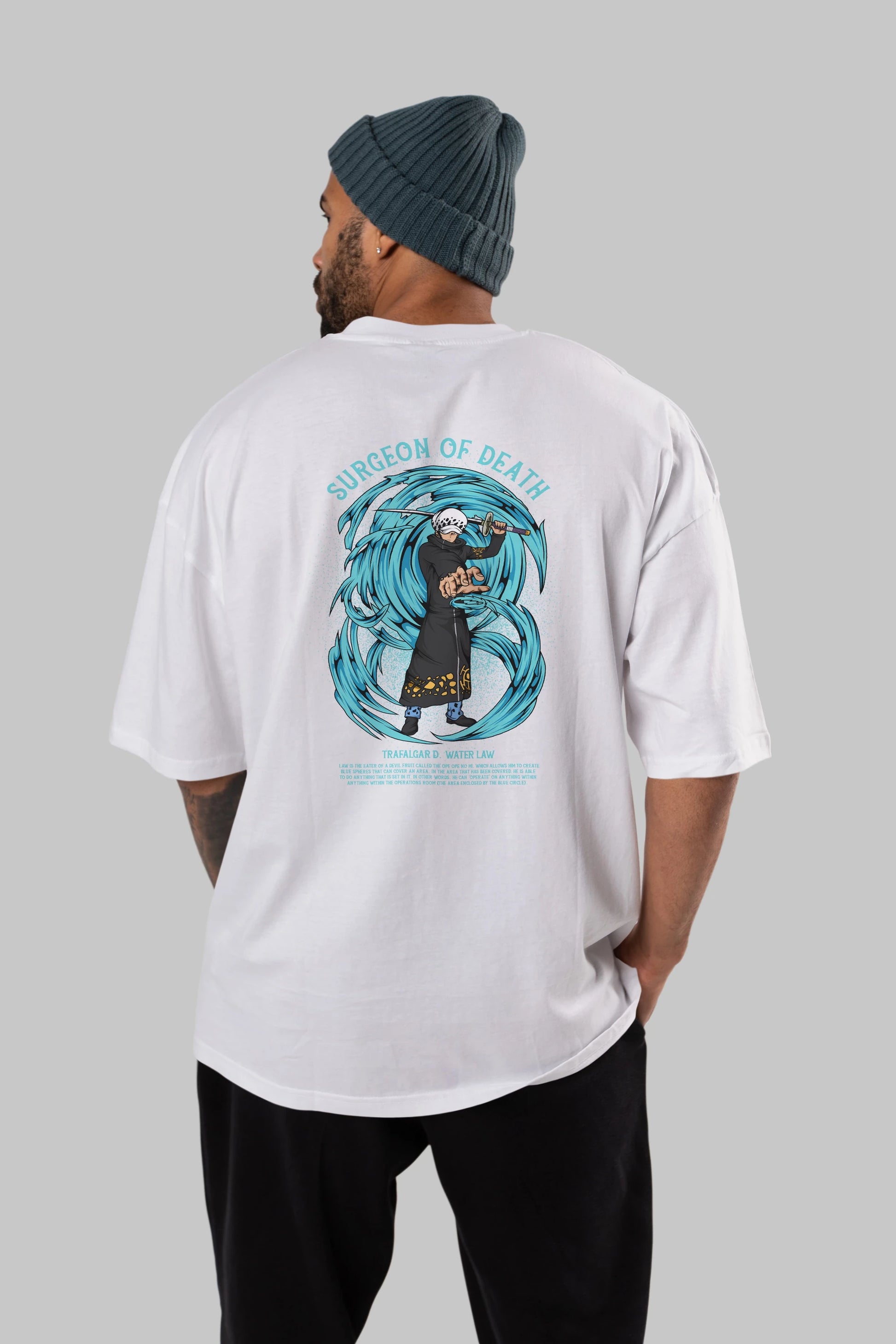Trafalgad D. Water Law Anime Arka Baskılı Oversize t-shirt Erkek Kadın Unisex