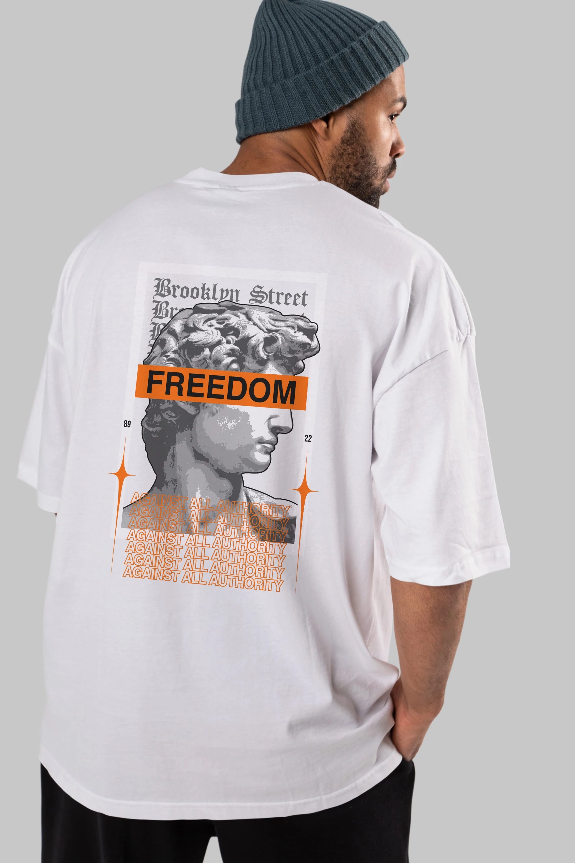 Brooklyn Street Arka Baskılı Oversize t-shirt Erkek Kadın Unisex