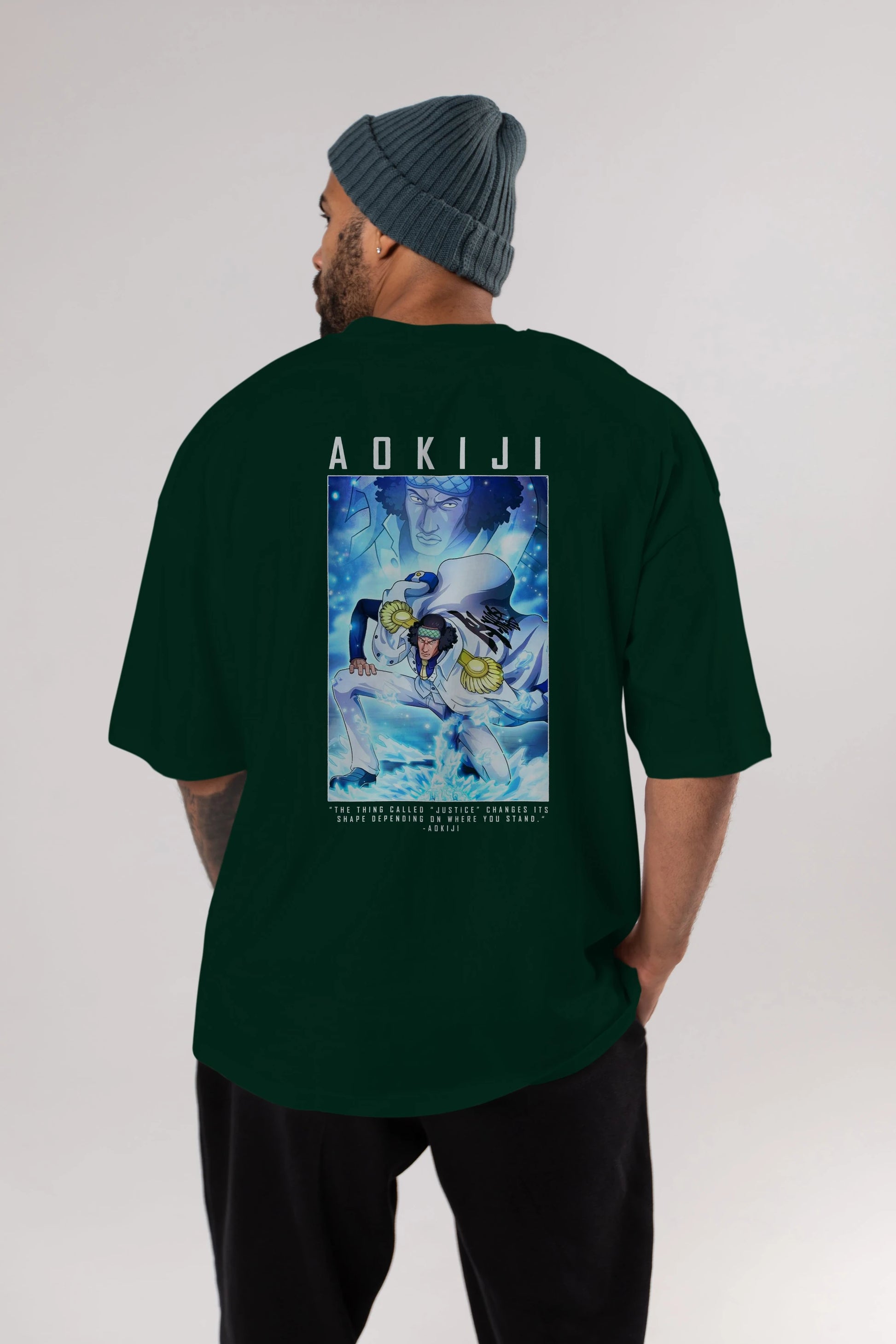 Kuzan Anime Arka Baskılı Oversize t-shirt Erkek Kadın Unisex %100 pamuk tişort