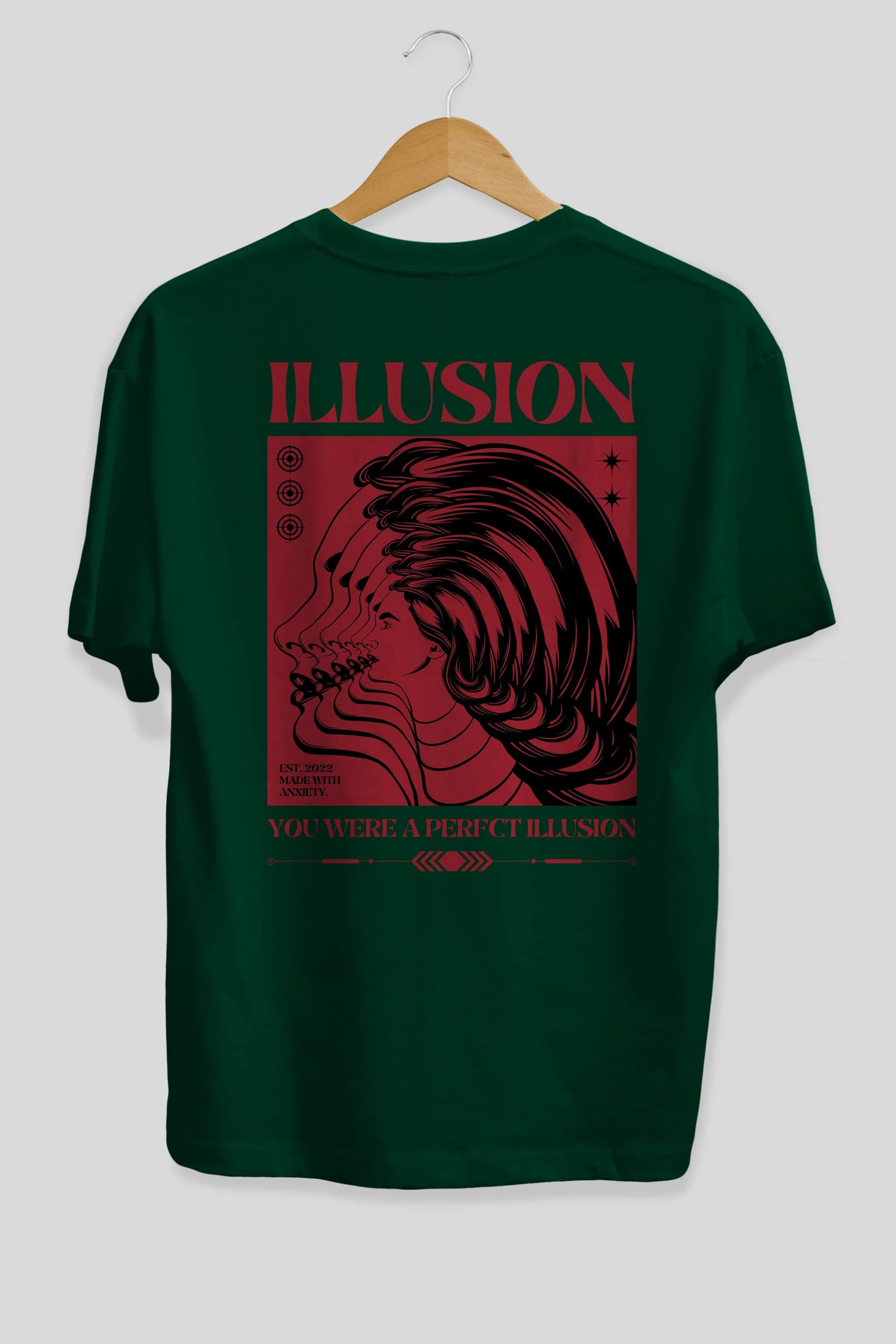 Illusion Streetwear Arka Baskılı Oversize t-shirt Erkek Kadın Unisex