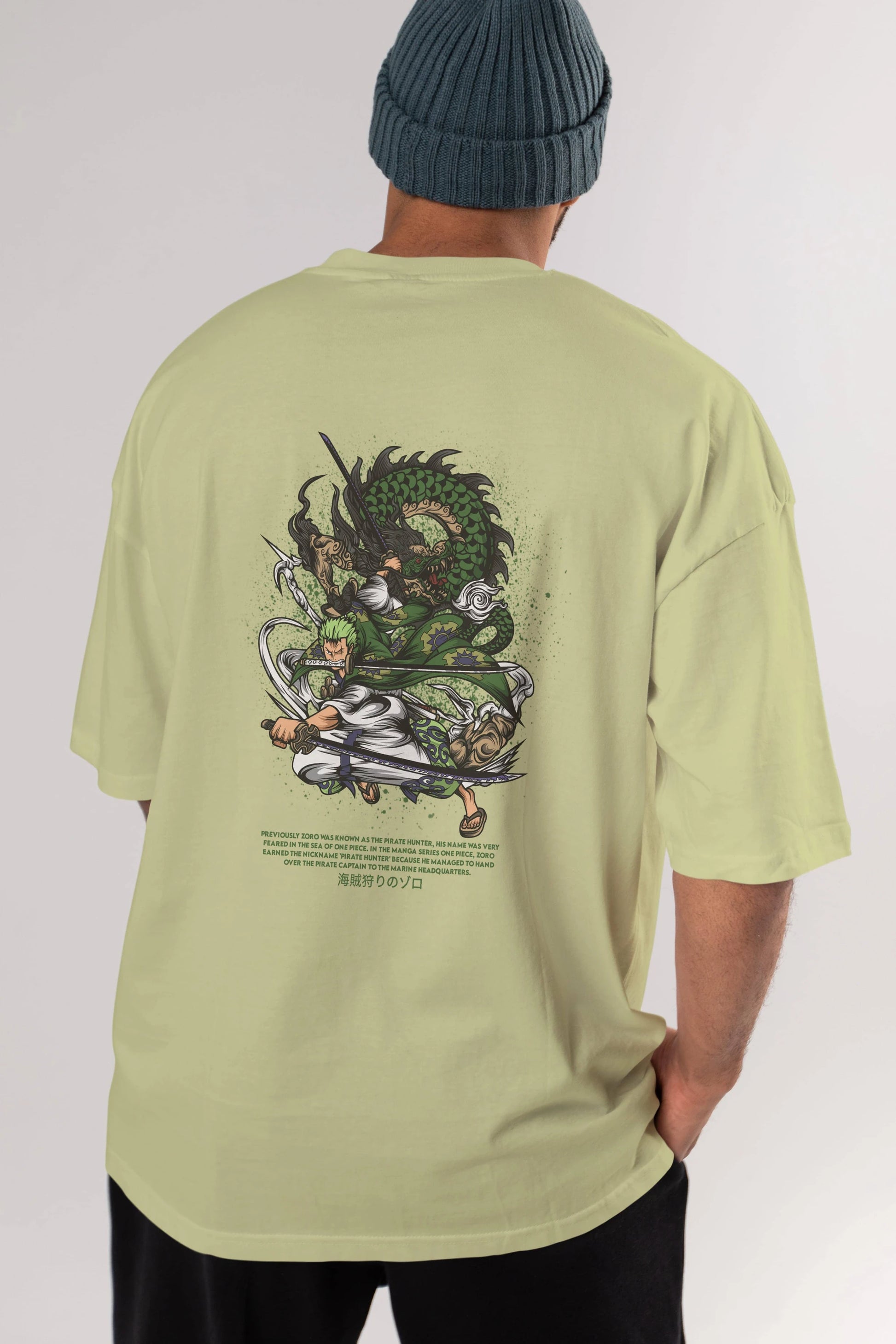 Zoro-ONE PIECE Anime Arka Baskılı Oversize t-shirt Erkek Kadın Unisex