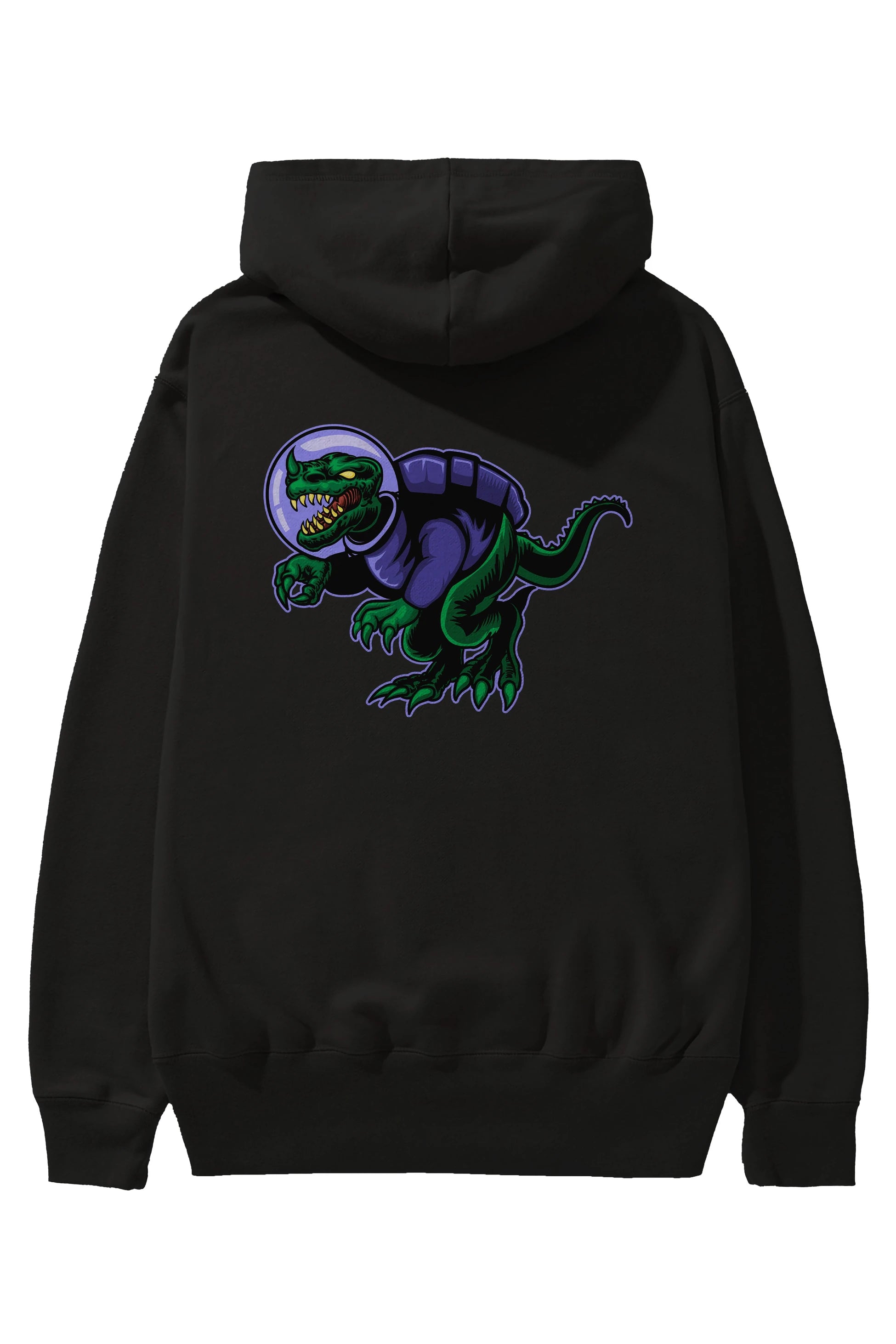 Space Dino Arka Baskılı Hoodie Oversize Kapüşonlu Sweatshirt Erkek Kadın Unisex